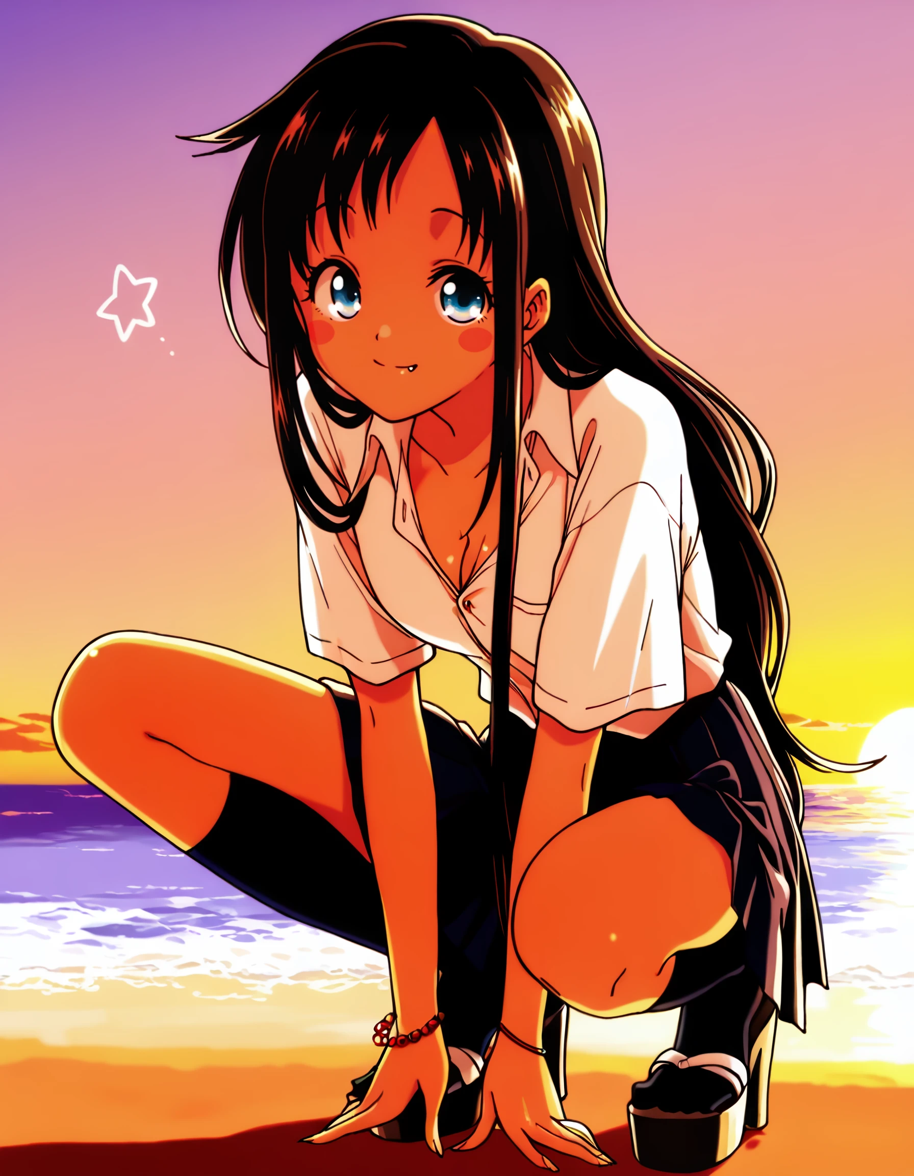 ((best quality)), ((masterpiece)), (details), one girl, sexy ((best quality)), ((masterpiece)), (details), one girl, sexy ((best quality)), ((masterpiece)), (details), one girl, full body, sexy expensive body, expensive, long legs, mature woman, mature, adult, it_nagatoro_main, Nagatoro Hayase, one girl, blushing, alone, uniform polo shirt, black hair, bag, brown eyes, hair accessory, looking at viewer, hair clip, outdoors, backpack, smiling, long hair, dark skinned woman, dark skin, , bangs, daytime, skirt, collared shirt, collarbone, ear clip, mouth closed, tree, asymmetrical bangs, upper body