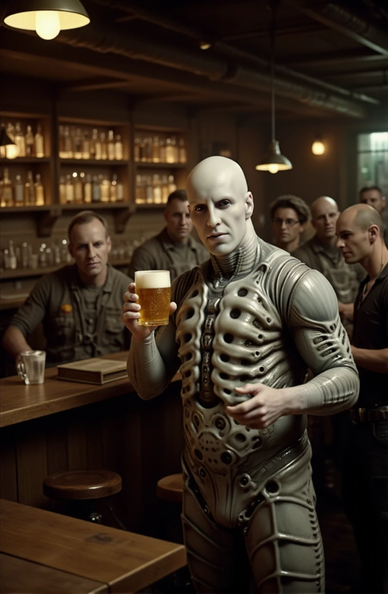 cinematic photo full body two pale men dressed in white, dreadlocks, sunglasses, having a beer in a pub  <lora:TheTwinsMatrix1024:0.8> . 35mm photograph, film, bokeh, professional, 4k, highly detailed
