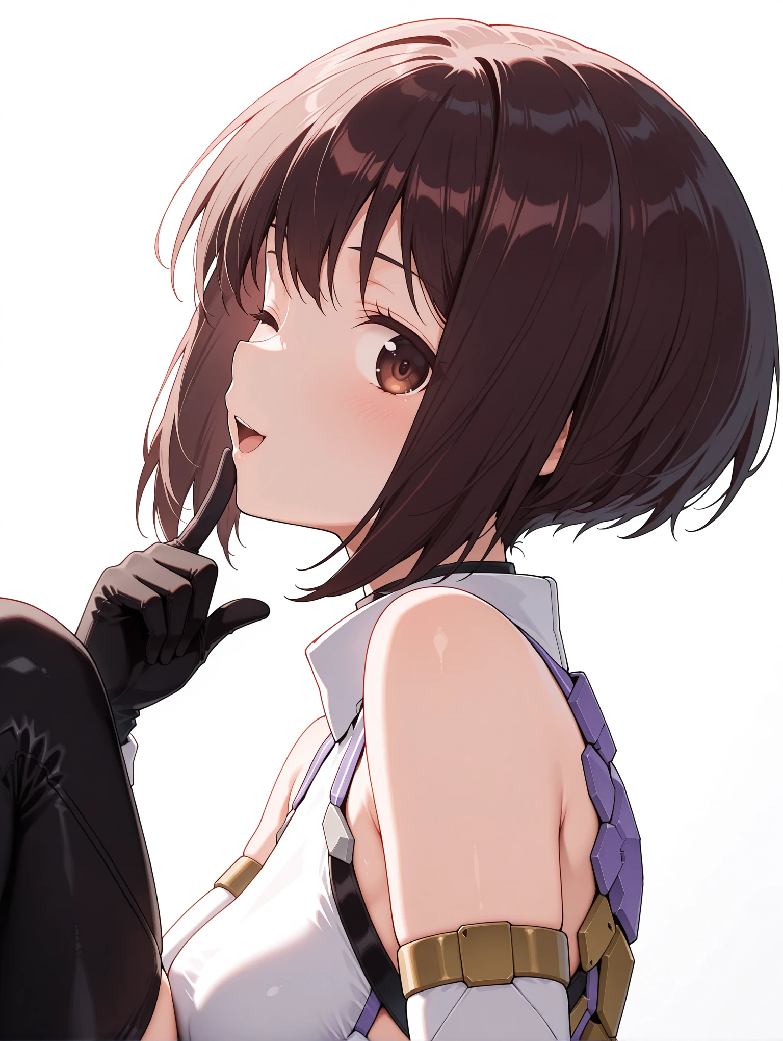 masterpiece,best quality,amazing quality,1girl,solo,
<lora:s_itsuri_ilxl_v1.4:1>,itsuri,black hair,brown eyes,
i_r_t,black knee boots,
<lora:Fixhands_anime_bdsqlsz_V1:1>,looking_at_viewer,upper_body,face_focus,dynamic_angle,cinematic_angle,finger to own chin,laughing,light_blush,one eye closed,white_background,simple_background,profile,
