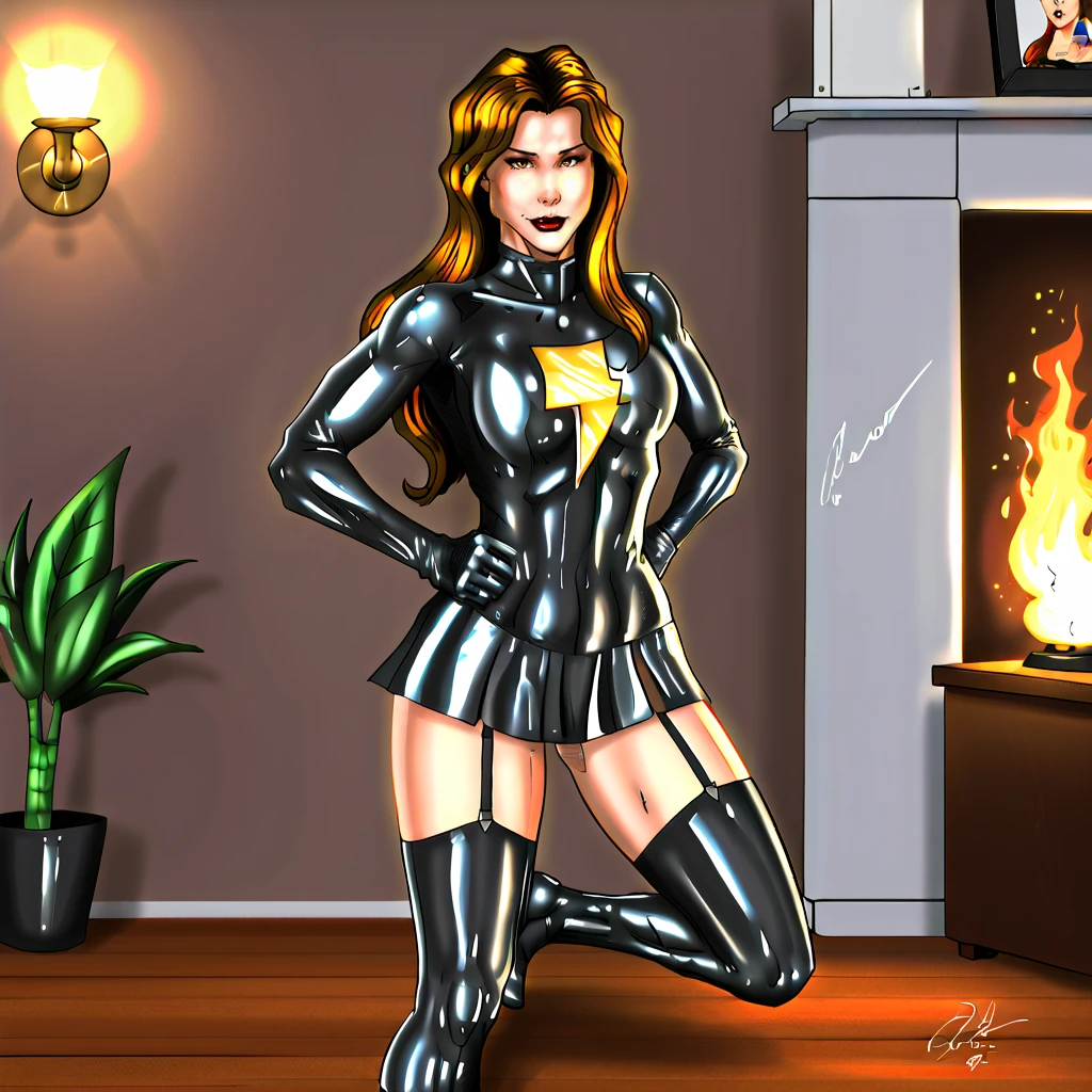 Anime style, source_anime, ((Large round breasts)), (1 Girl), ((brown hair)), orange eyes, double eyelids, light effect in the eyes, wide hips, naughty smile, ((hourglass hot perfect sexy body)), solo, best quality, masterpiece, portrait, flirting with viewer, sensual pose, detailed, perfect anatomy, detailed art, high definition, 4k , high resolution, (full latex outfit),