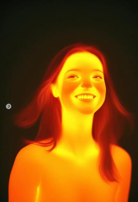 1girl, navi, beautiful face, incandescent effect, smiling, Thermography