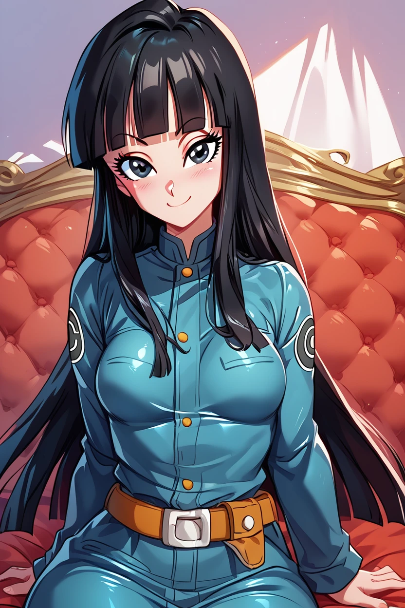 score_9, score_8_up, score_8, medium breasts, (curvy), cute, eyelashes,       ,,, , ,,, zzMai, long hair, black hair, black eyes, blunt bangs,  military uniform, belt, <lora:FutureMai_DragonBall_PDXL:1.0>,  ,,,, BREAK, ,,, smile, looking at viewer, blush, blurry, couch, sitting, ,,, shiny skin, <lora:ProAnime_PDXL_v1:0.7>, ,,, embedding:zPDXL, Expressiveh, <lora:SDXLFaeTastic2400:0.5>, <lora:Expressive_H-000001:0.4>,