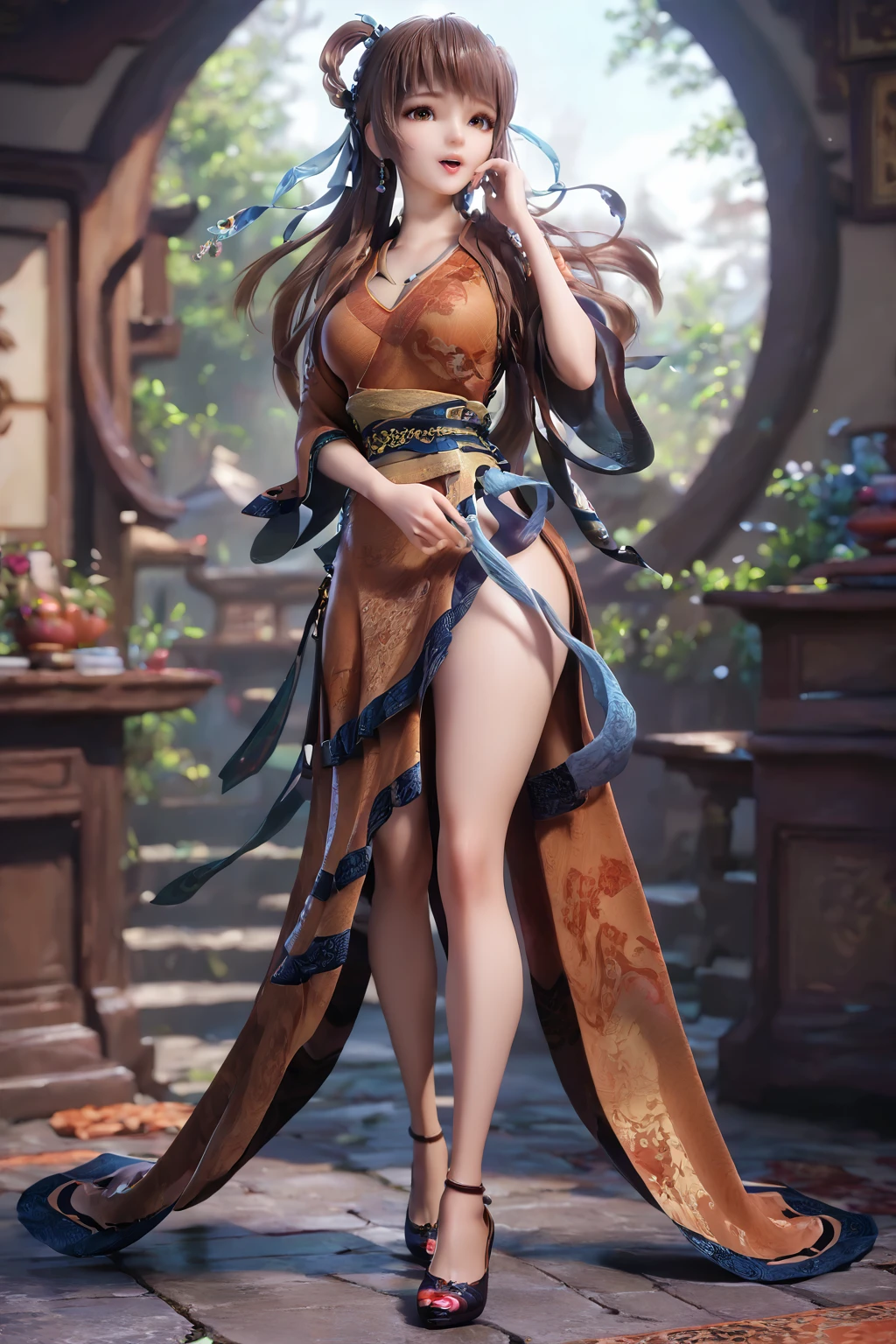 score_9,score_8_up,score_7_up,pov,1girl,full body,standing,
1girl,looking at viewer,
Best quality,masterpiece,soft light,official art,masterpiece,high quality,highres,absurdres,<lora:Gao Yue Pony:1>,gao yue,long hair,brown hair,jewelry,brown chinese clothes,