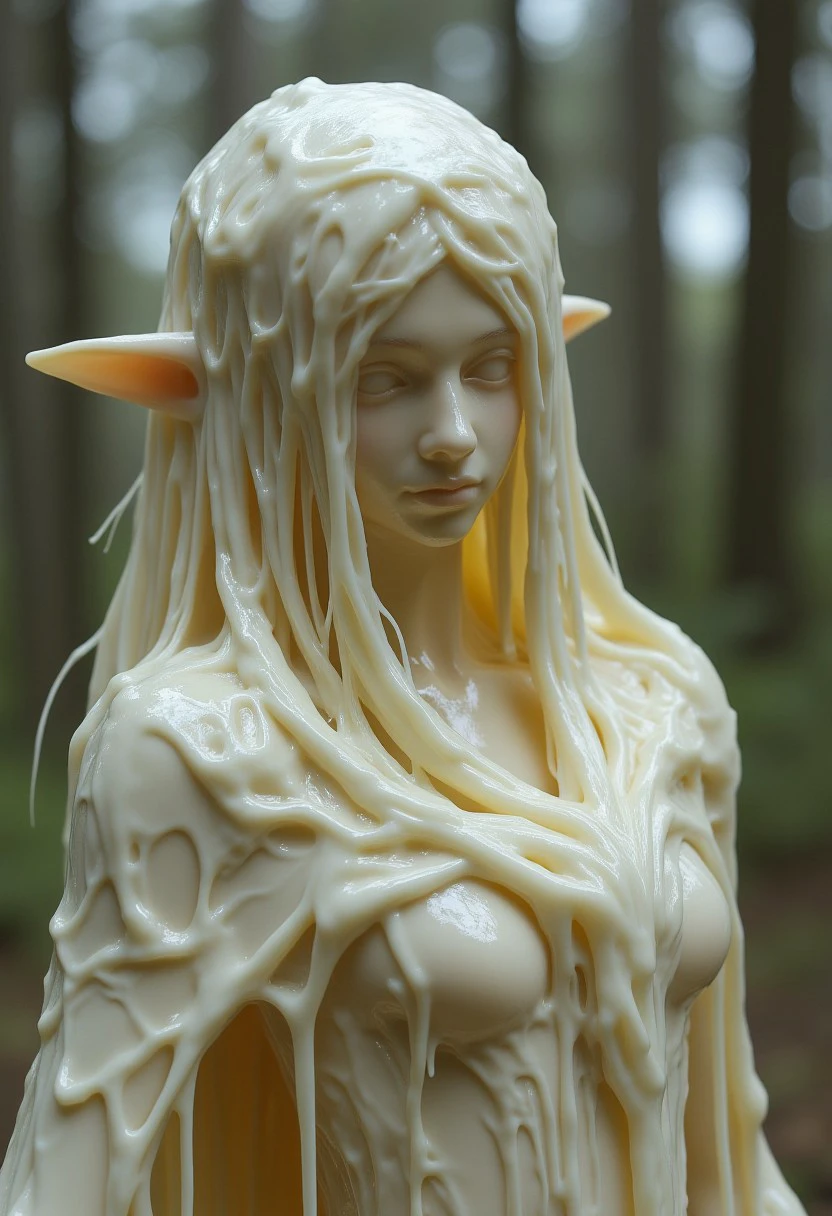 elf woman,cum, cream white slime, covered in cum