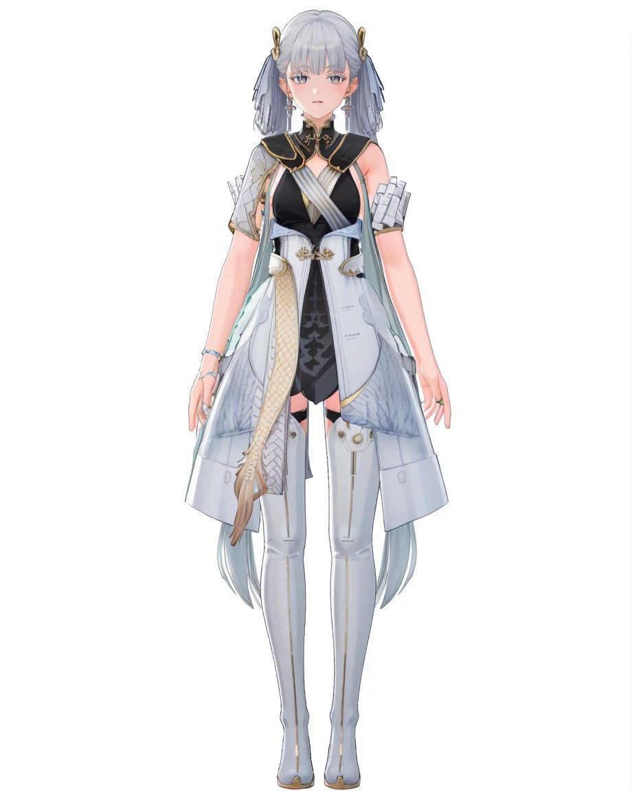 8k,best quality,masterpiece,(ultra-detailed),(high detailed skin),(by nanoless, by misumi \(macaroni\),:0.5),
A full-body portrait of a young girl,standing gracefully,pastel art style,high-key lighting,shoujo manga influence,hd quality,delicate details,
full body,full shot,standing,looking at viewer,(solo:1.2),simple background,white background,
<lora:jxnew-sd-Tanger:0.8>,
jinhsi, jinhsi \(wuthering waves\), clothes:def white dress, 1girl, jewelry, long hair, thigh boots, default clothes