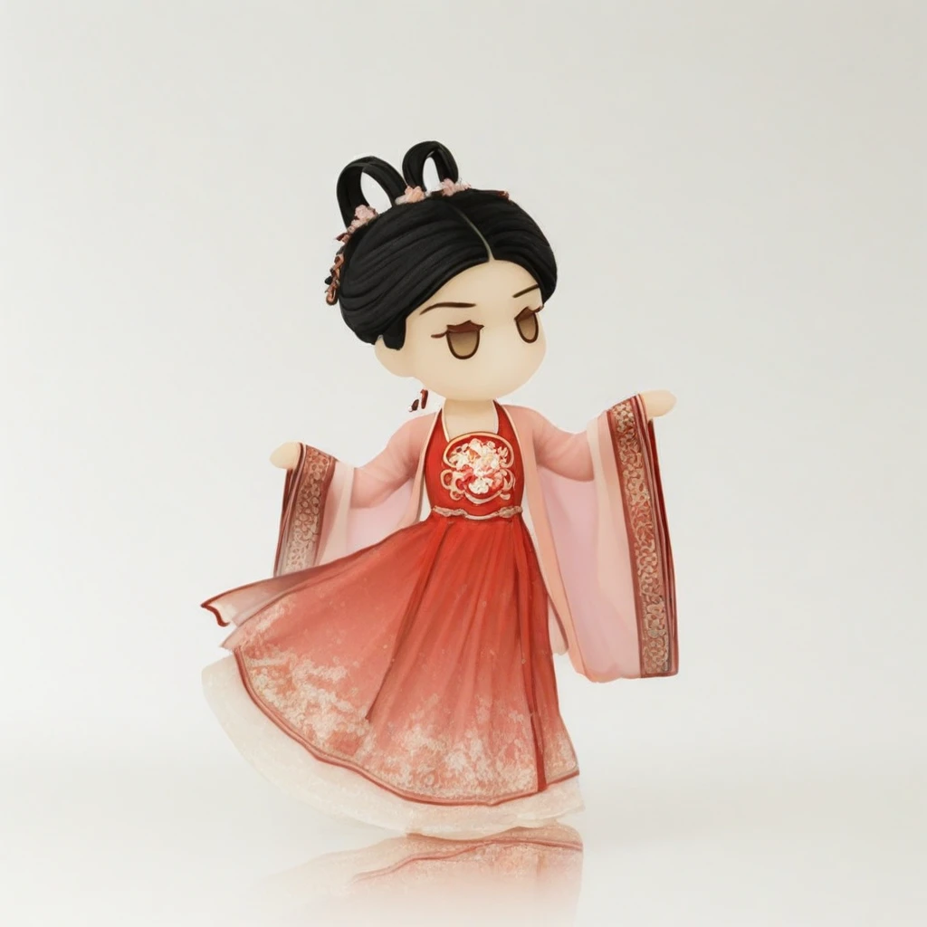 1girl, cute, chibi, short stack, hanfu dress, dancing