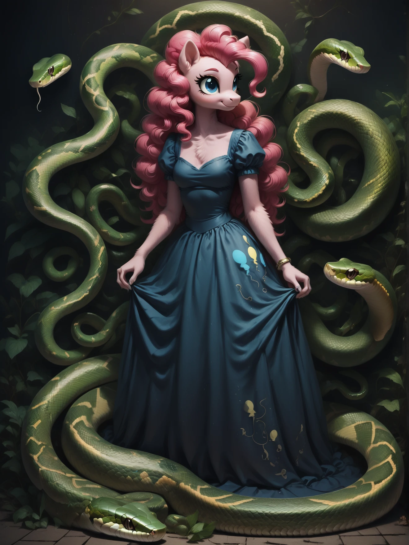 score_9, score_8_up, score_7_up, score_6_up, 1girl, solo, (Pinkie Pie:1.3) \(mlp\), (anthro pony:1.1), tail, dress,
<lora:Serpent_World:1> snake, <lora:Anime Summer Night Style SDXL_LoRA_Pony Diffusion V6 XL:0.5> <lora:Realistic000003_1_2.5DAnime_0.05_Merge1:0.5> <lora:MegaFluffyPony:0.5> MegaFluffyPony, furry, fluffy, dark theme, low light,