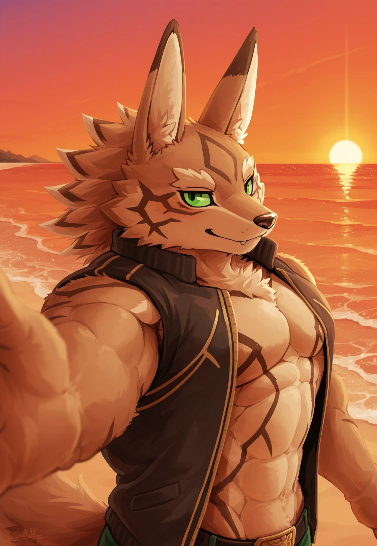 (Close-up), There is a Dragon wearing underwear ang sitting cross-legged, blue eyes, muscular, furry chest, fluffy fur, topless, huge crotch, veins, fluffy chest, bare chest, Sexybody, muscular, anthropomorphic, extra detailed body, detailed body, Best quality, masterpiece, ultra high res,detailed background,realistic, real shadow and light,depth of field, (view from above), sweaty, sunny, at the noon, beach, sitting on picnic mat, coconut tree, Island, male, red dragon, dragon.