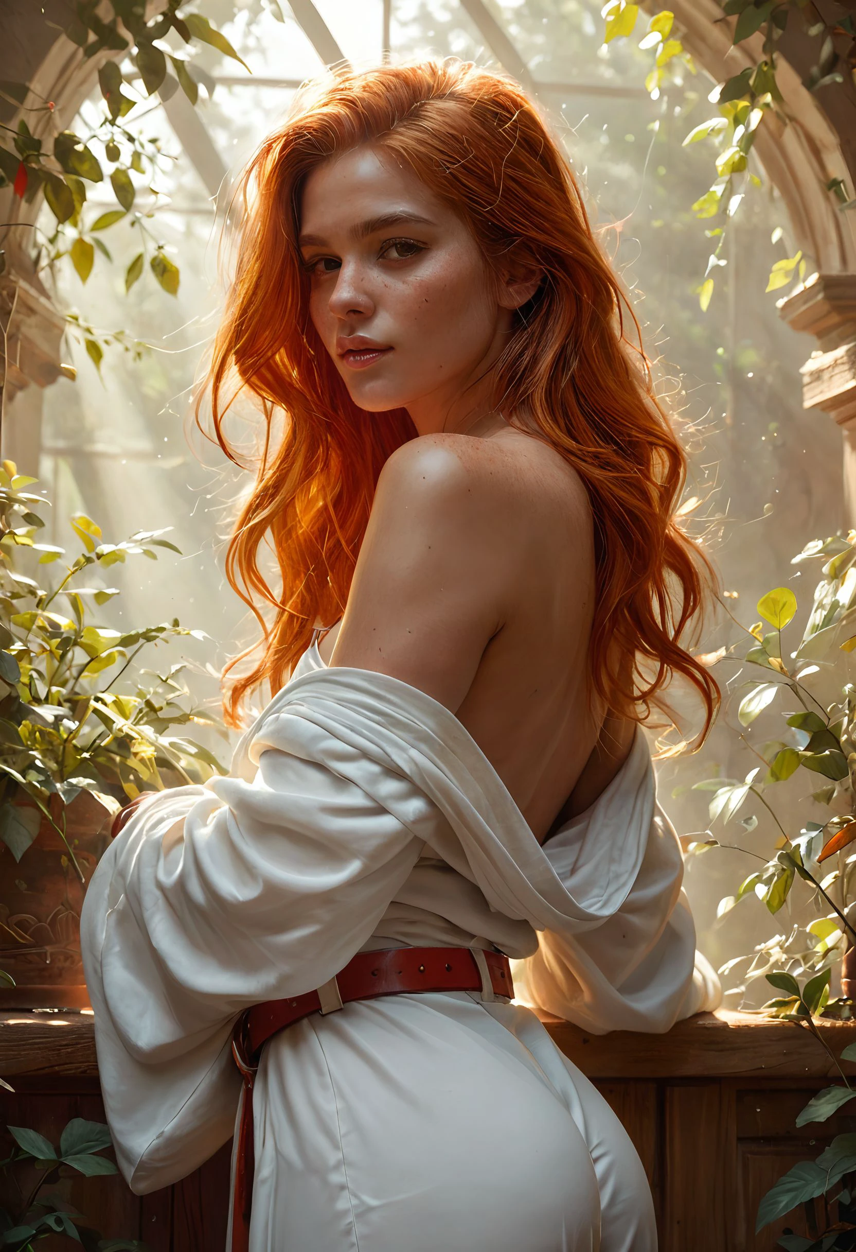score_9, score_8_up, score_8. score_9, score_8_up, 1girl,
Facing viewer, sexy, butt, ginger hair, red tones, eyes open, white Robe, loose Sleeve with white Belt, delicately against skin,
<lora:Pony Realism Slider:3>