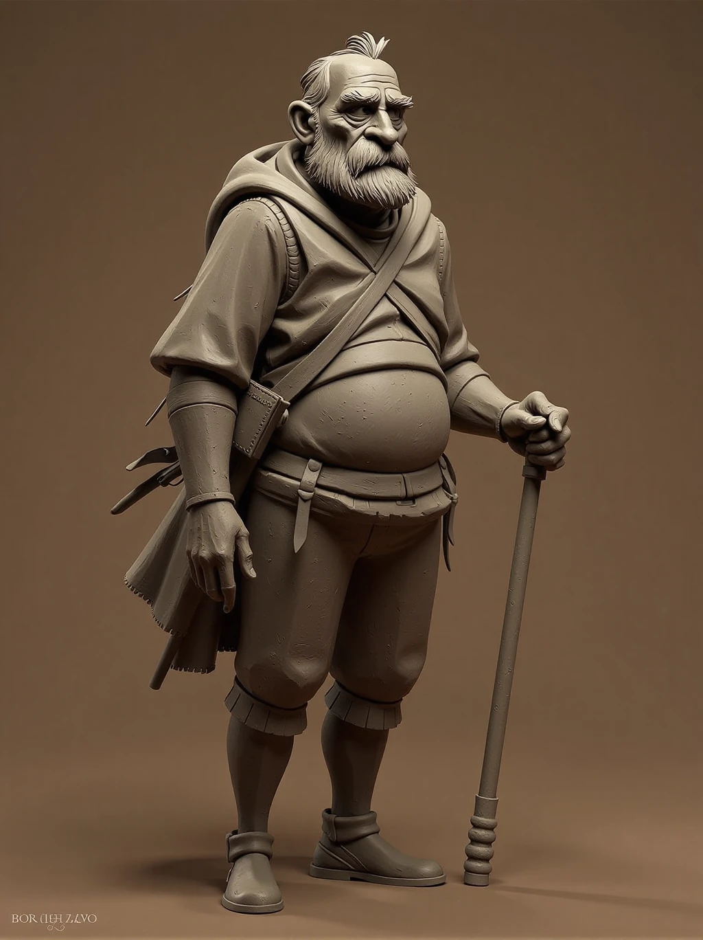 <lora:Hide_da_painV2:1> <lora:zbxr_V2:.8> full body shot of harold, looking at viewer, Gray clay style, zbxr, absurdres, 4k