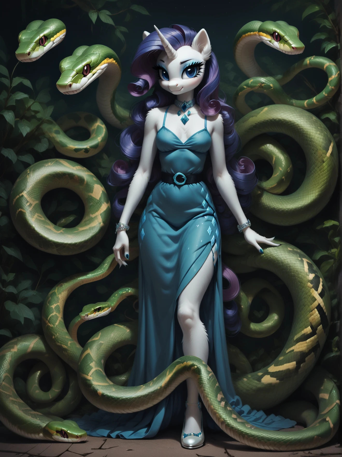 score_9, score_8_up, score_7_up, score_6_up, 1girl, solo, (Rarity:1.3) \(mlp\), (anthro pony:1.1), tail, dress,
<lora:Serpent_World:1> snake, <lora:Anime Summer Night Style SDXL_LoRA_Pony Diffusion V6 XL:0.5> <lora:Realistic000003_1_2.5DAnime_0.05_Merge1:0.5> <lora:MegaFluffyPony:0.5> MegaFluffyPony, furry, fluffy, dark theme, low light,