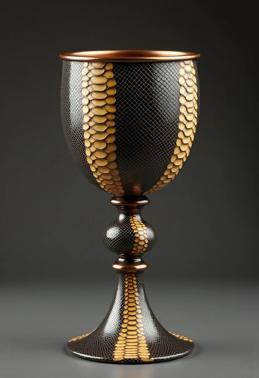 pamsnakeskin black and golden goblet on a magcial background