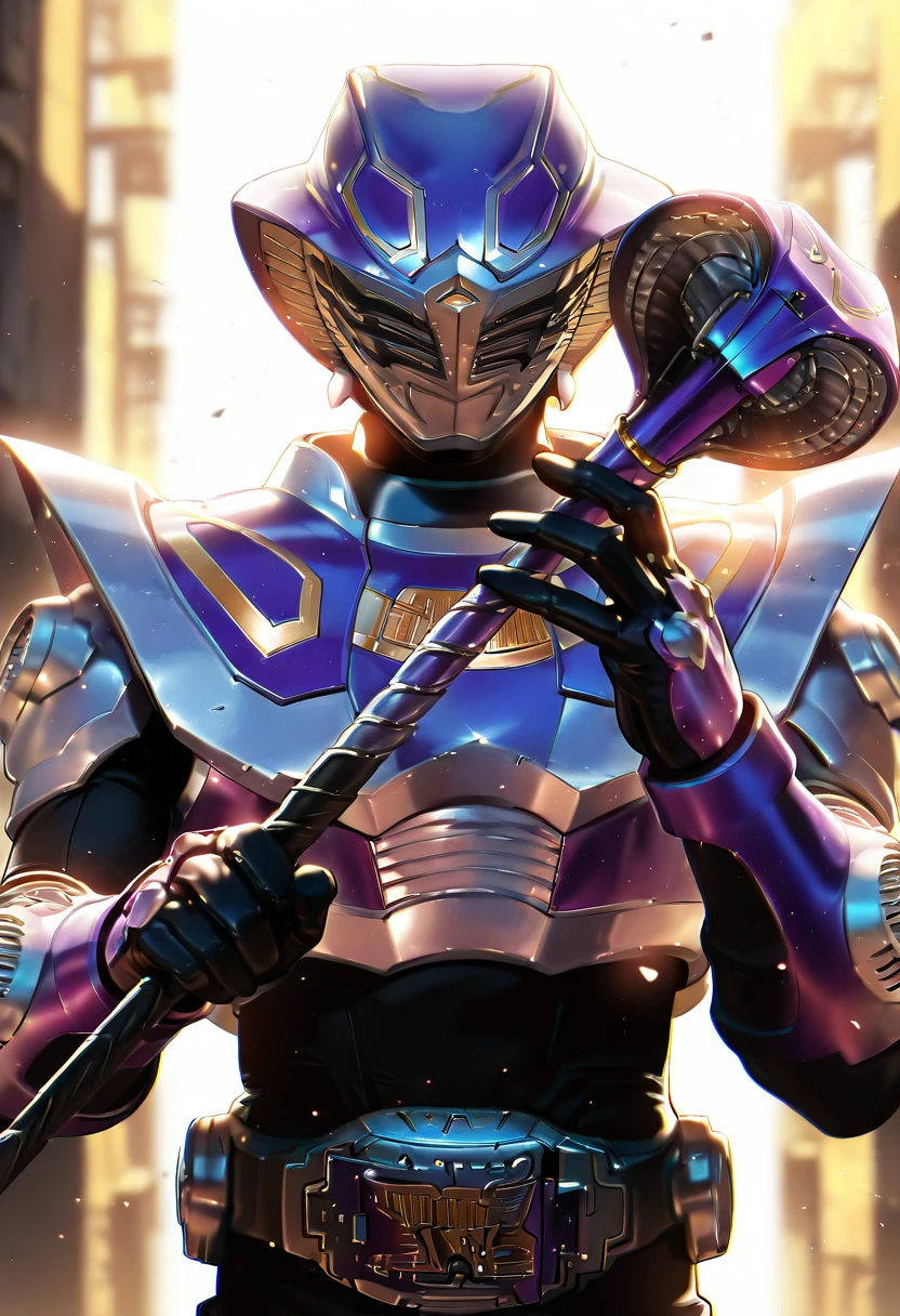 quarry, krouja,solo,1boy,white background,holding,upper body,armor,bodysuit,helmet,holding staff,tokusatsu,rider belt<lora:oujaIL:1> very awa, masterpiece, best quality, amazing quality, very aesthetic, absurdres, newest, scenery, (volumetric lighting), <lora:spo_sdxl_10ep_4k-data_lora_webui:1>