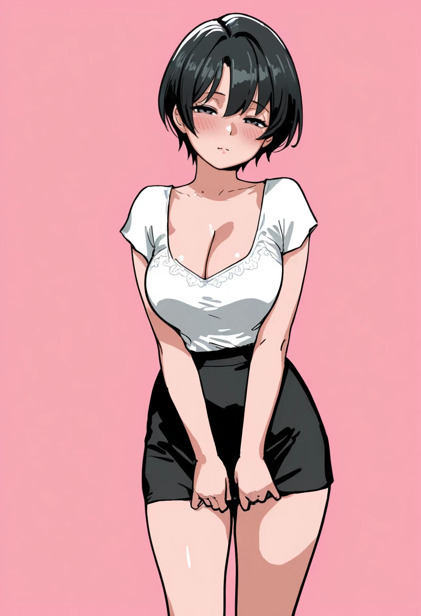 8k, masterpiece, highest quality, best quality, official art, beautiful and aesthetic, extremely detailed, (fractal art: 1.3), colorful, highest detailed, perfect face, upper body, HDR, sexy, wide hips, thicc figure, Detailed face, Detailed eyes, brown eyes, perfect face, perfect eyes, (1Femboy), trans female, tanned, short brown hair, girly face, black crop top, black mini skirt, goth clothes, black choker, small , futanari, large dick, genitalia outline, detailed genitalia outline, hips wider than shoulders, slim torso, black lipstic, e-girl makeup, blushing, sweaty, orgasm face, pretty, sharp jawline, brown eyes, cute, stripped thigh high socks