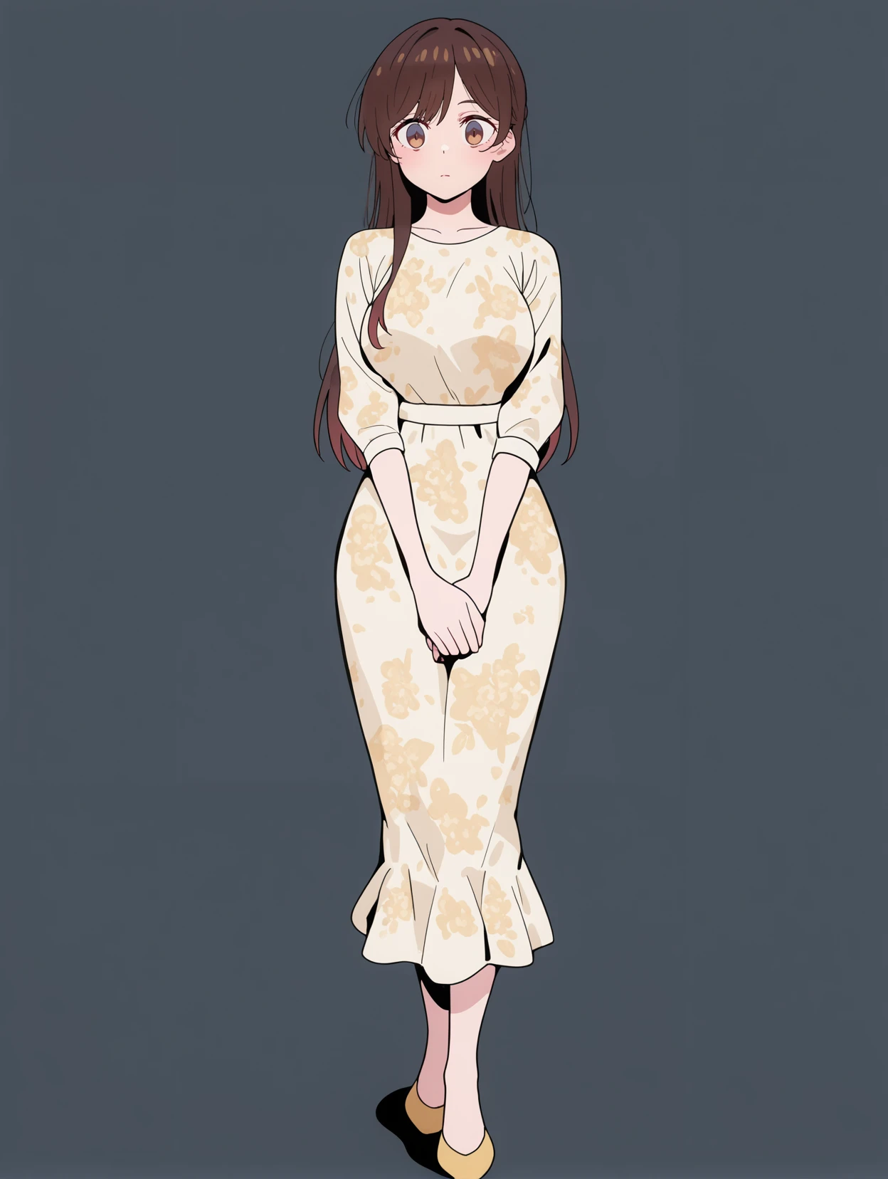 masterpiece,best quality,amazing quality,very aesthetic,absurdres,newest,
front view,full_shot,Shock,
ChinoseChizuruCYQL,1girl,solo,brown hair,long hair,bangs,brown eyes,large breasts,Chic wrap dress with a flattering silhouette and vibrant floral print,
full body,standing,v_arms,,
darkgray background,simple background,
<lora:semham4:0.7>,<lora:748cmSDXL:0.7>,748cmstyle,,<lora:ChinoseChizuruCYQL:1>,