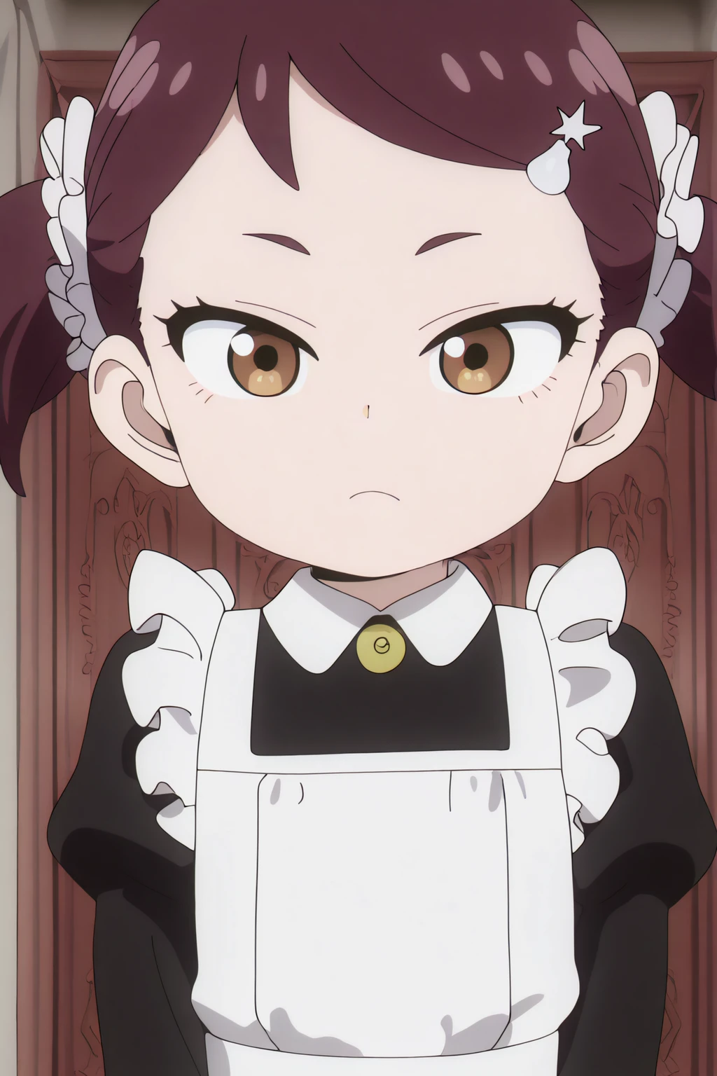 newest, anime coloring,  Becky Blackbell, maid, solo <lora:Spy_X_Family_-_Becky_Blackbell-Illustrious:0.8>