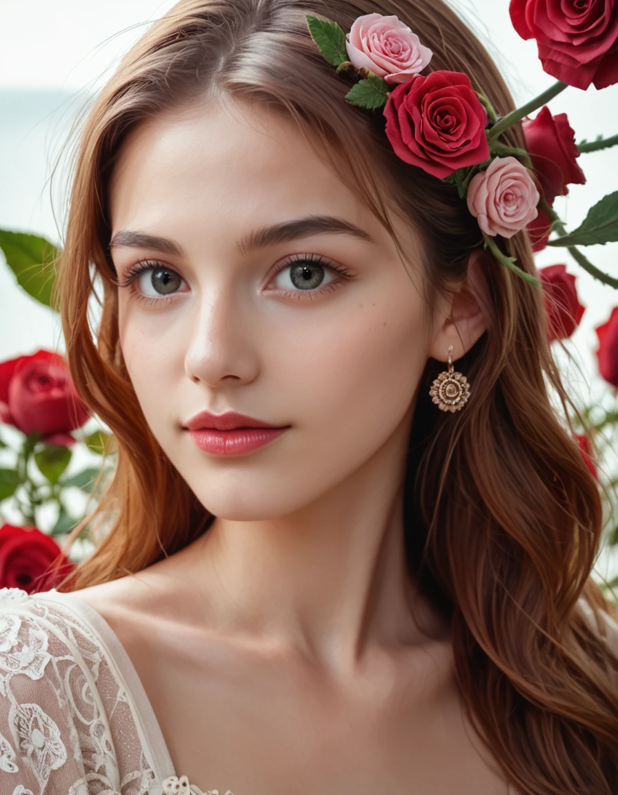 score_9, score_8_up, score_7_up, (realistic:1.4), 1girl,
face, headshot,
22 yo woman, beautiful, sweet,
covered with flowers, rose, gerbera daisies,
cinematic still, highly detailed, hyper detailed, photorealistic,
fashion shoot, fashion photography, vines in the background
