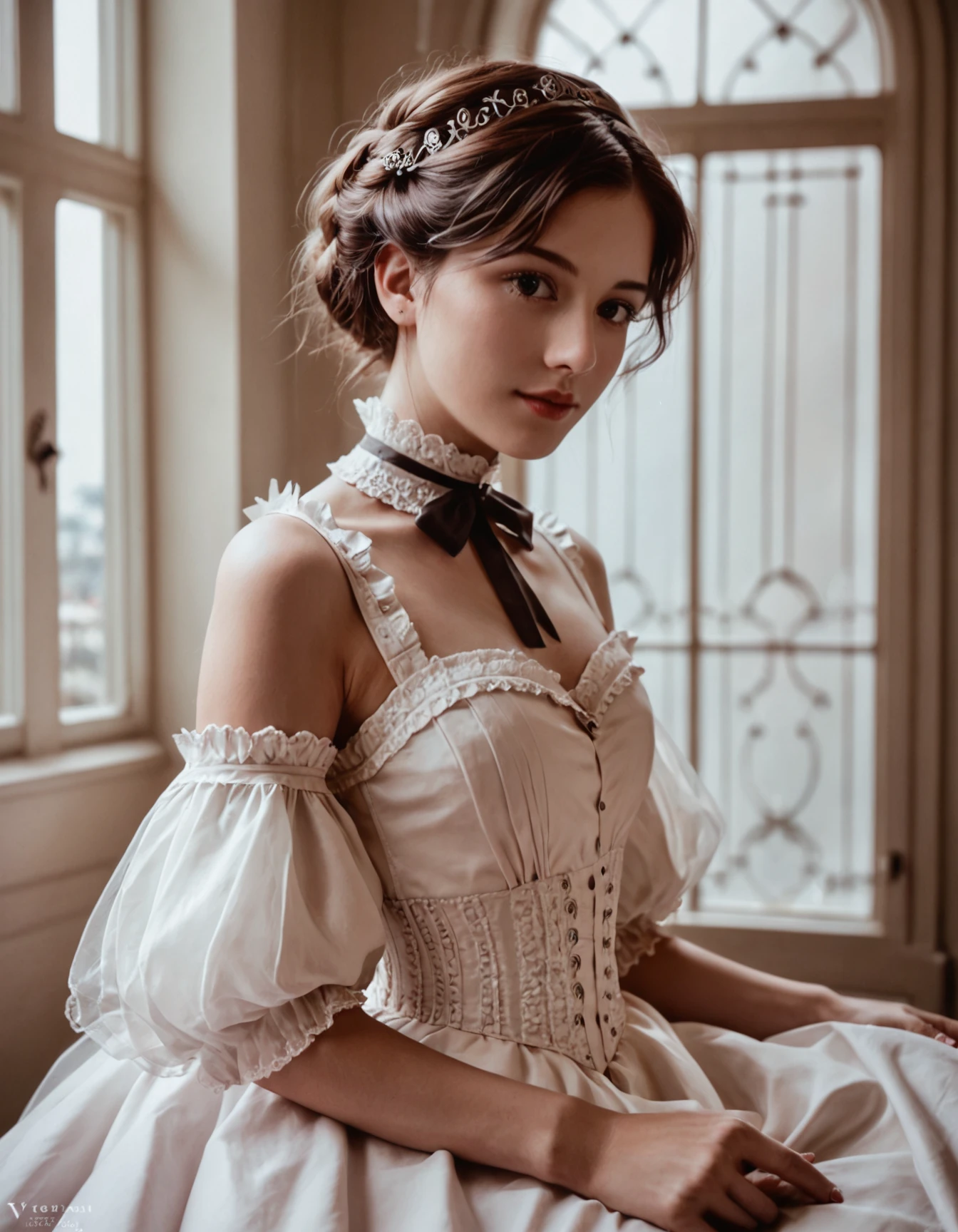 score_9, score_8_up, score_7_up, (realistic:1.4), 1girl,
victorianstyle,
upper body
22 yo woman, beautiful, sweet,
cinematic still, highly detailed, hyper detailed, photorealistic,
dress, victorian style mansion, indoor, victorian style costume,
<lora:gildedvictoriansxl_v1:0.8>