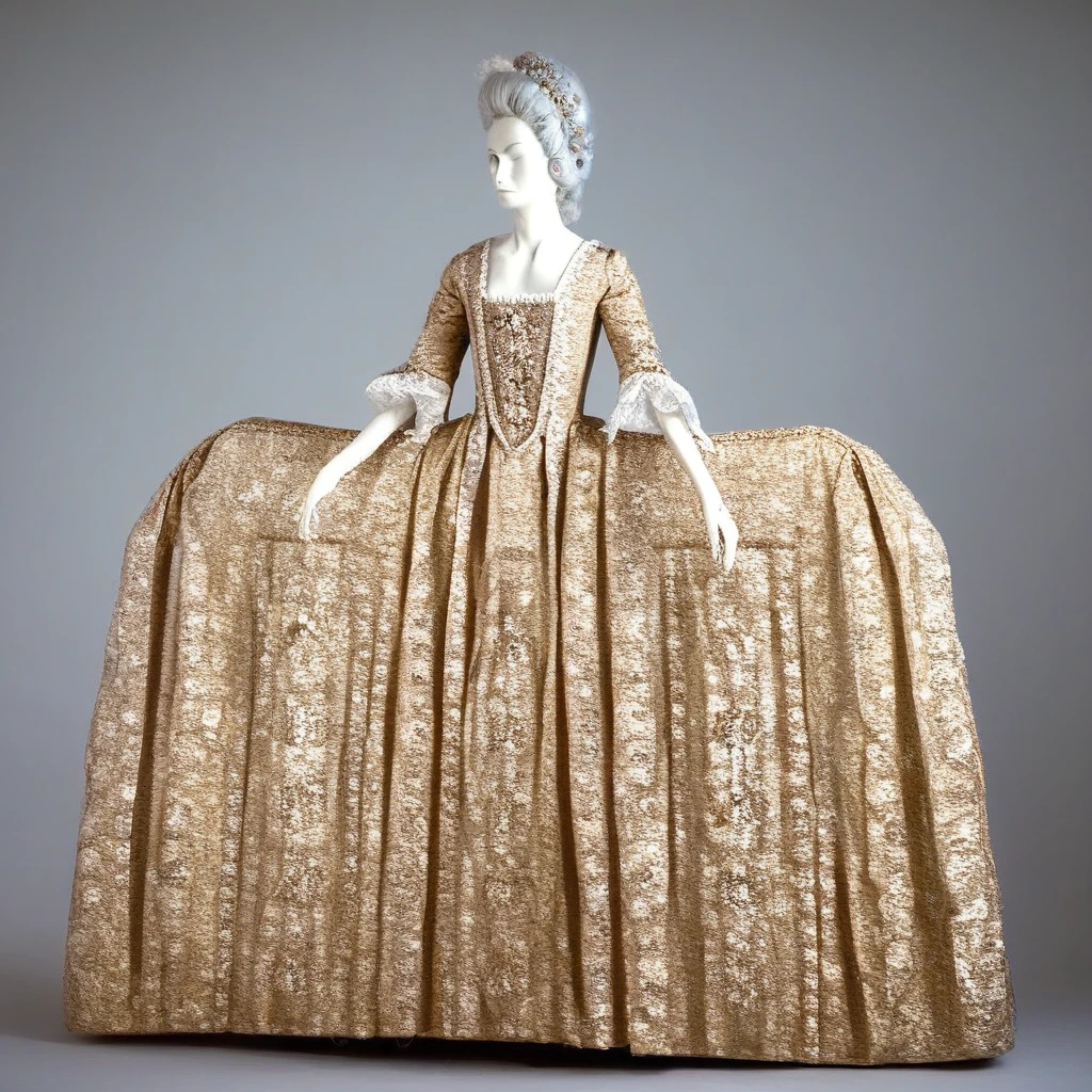 1girl, solo, PannierDress, Long dress, Wide dress, Rococo hair,