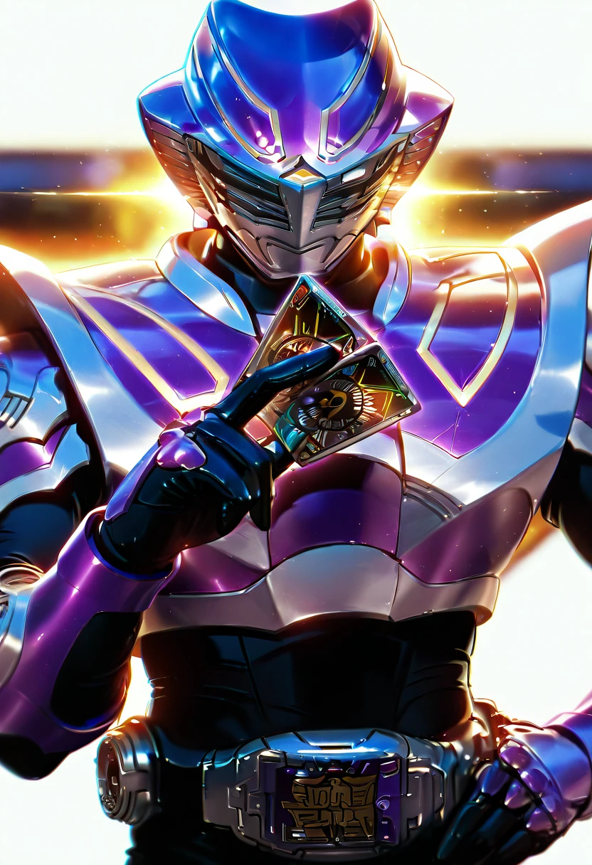 krouja,solo,1boy,white background,holding,upper body,armor,bodysuit,helmet,holding card,tokusatsu,rider belt<lora:oujaIL:1> very awa, masterpiece, best quality, amazing quality, very aesthetic, absurdres, newest, scenery, (volumetric lighting), <lora:spo_sdxl_10ep_4k-data_lora_webui:1>
