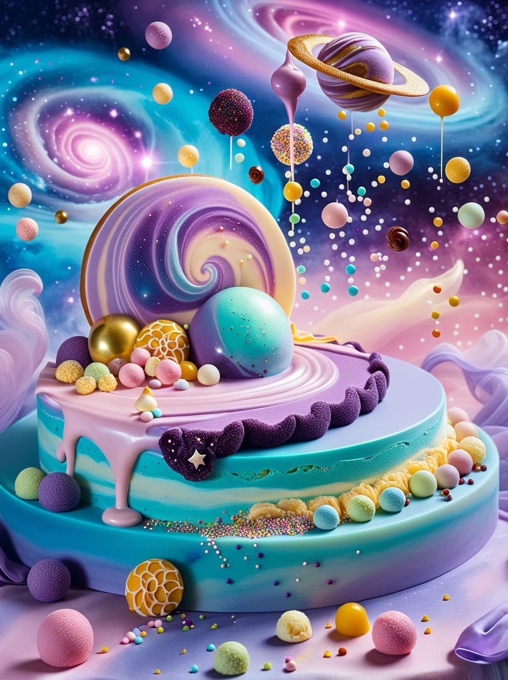 otherworldly dreamscape, edible galaxy, delicate ingredients as floating planets, swirling sauces as ethereal nebulae, soft pastel colors, whimsical atmosphere, magical lighting, sprinkles as distant stars<lora:Positive_Astigmatism_0.6_SDXL-000009:0.1><lora:Astigmatism_0.5b:0.1>