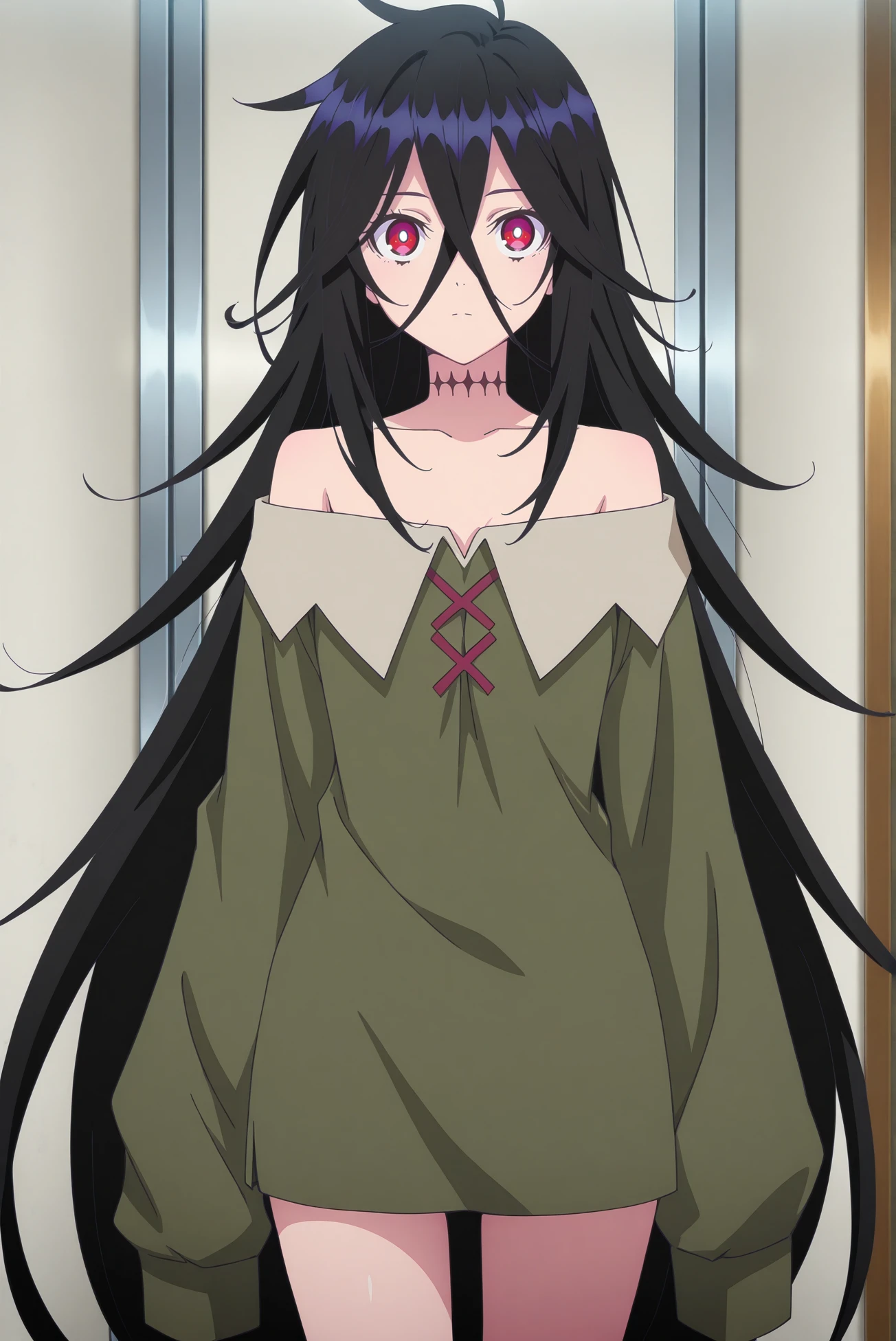 shiro #Anime #character #lora, Cama, Vestido (Rosa), Pernas abertas, Pernas para Cima, half pants (Preta).