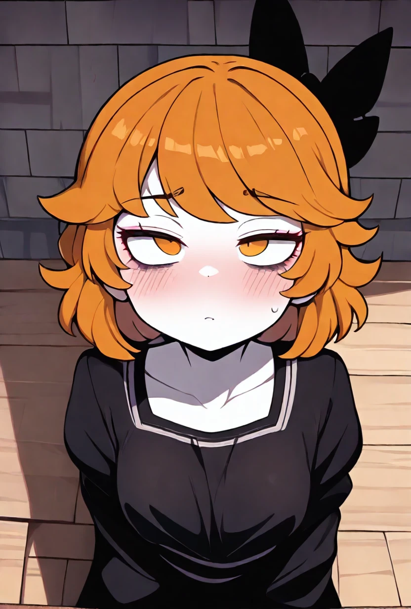 <lora:derpina-10:1> derpina, 1girl, short hair, hair bow, medium hair, orange hair, black dress, , white skin <lora:incase_new_style_red_ill:1>, masterpiece, best quality, amazing quality, very aesthetic, absurdres, newest,