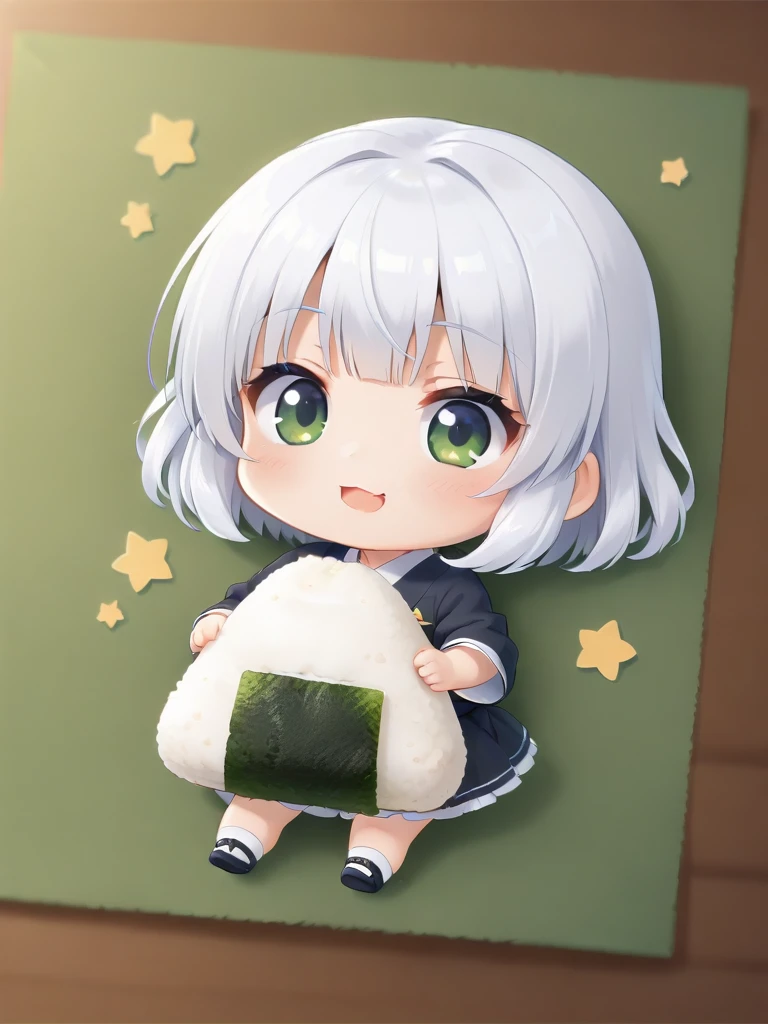 <lora:ãã«ãã:0.8> onigiri, rice-ball with nori, chibi girl