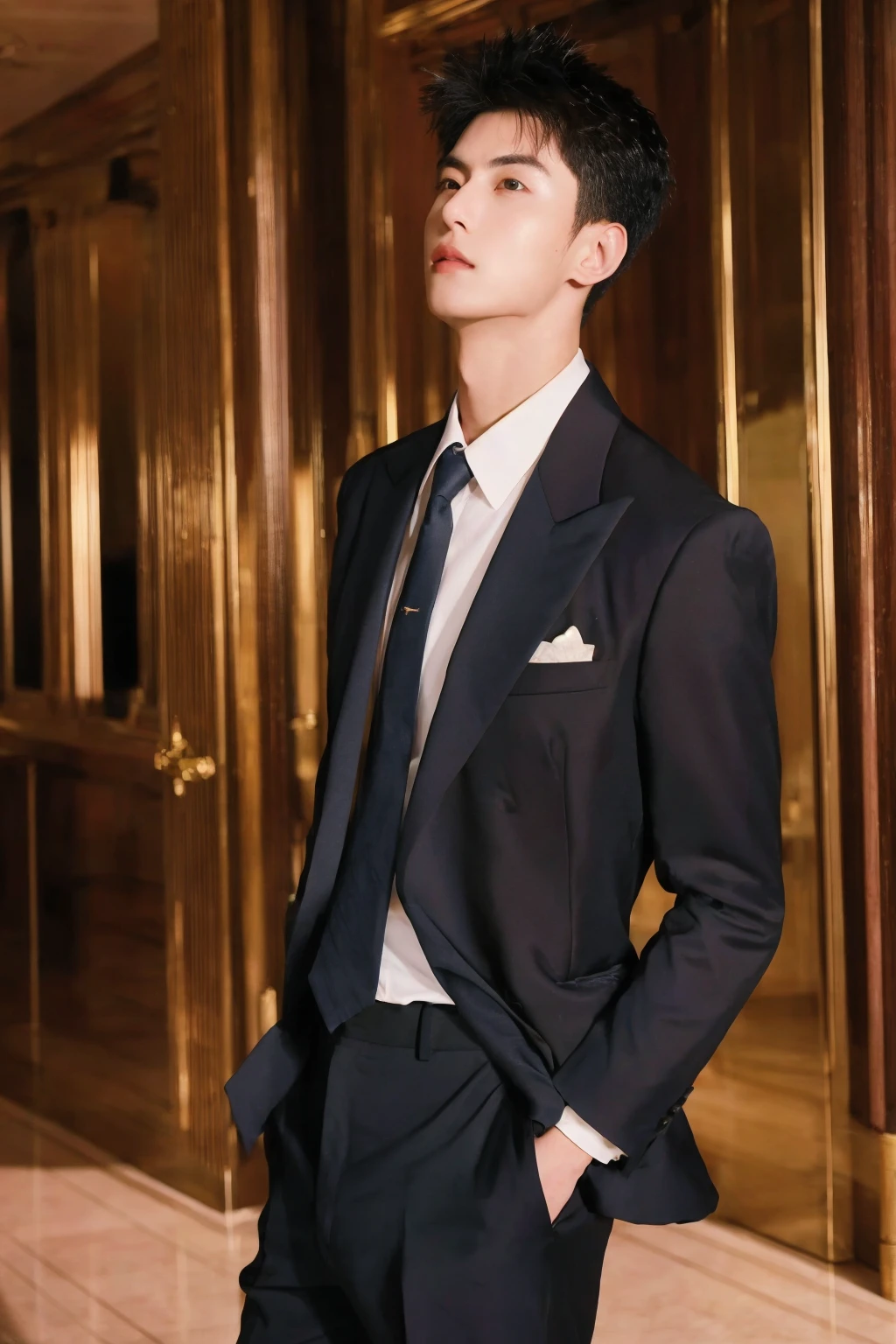 "A dapper gentleman dressed in exquisite attire from the 1900s."
