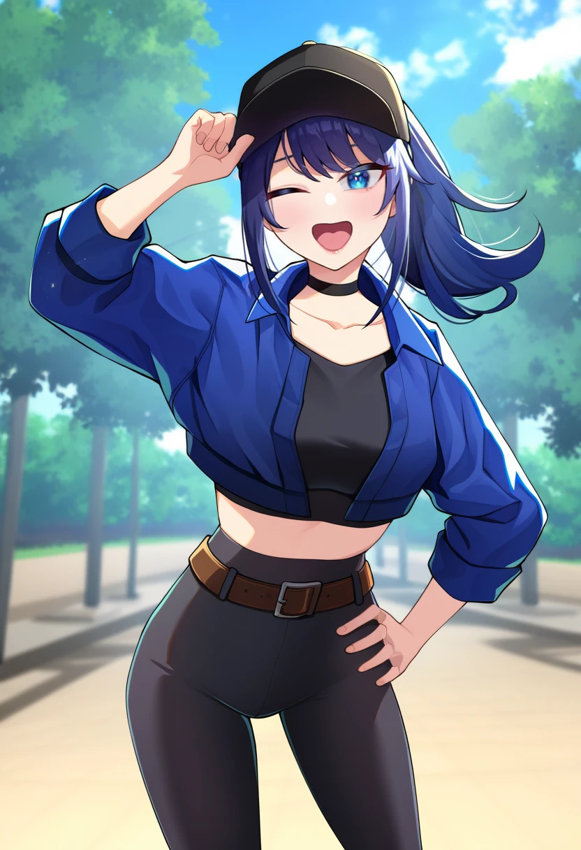 (best quality, high quality:1.2), (absurdres, masterpiece), (perfect face, perfect eyes), 1girl, solo, (snuffy \(vtuber\)), SnuffyVRChatSwim, gigantic breasts, cropped hoodie, blue hoodie, hood down, black leotard, leotard, leotard under clothes, long sleeves, blue eyes, tail, raccoon ears, white shorts, virtual youtuber, short hair, hair over one eye, thigh strap, standing, black hair, bare shoulders, ((pale skin)), from below, smile, looking at viewer, shortstackBT, short, thick, wide hips, thick thighs, <lora:SnuffyVRChatSwimsuit:0.6>, <lora:hyperfusion100k_v4:0.75>,