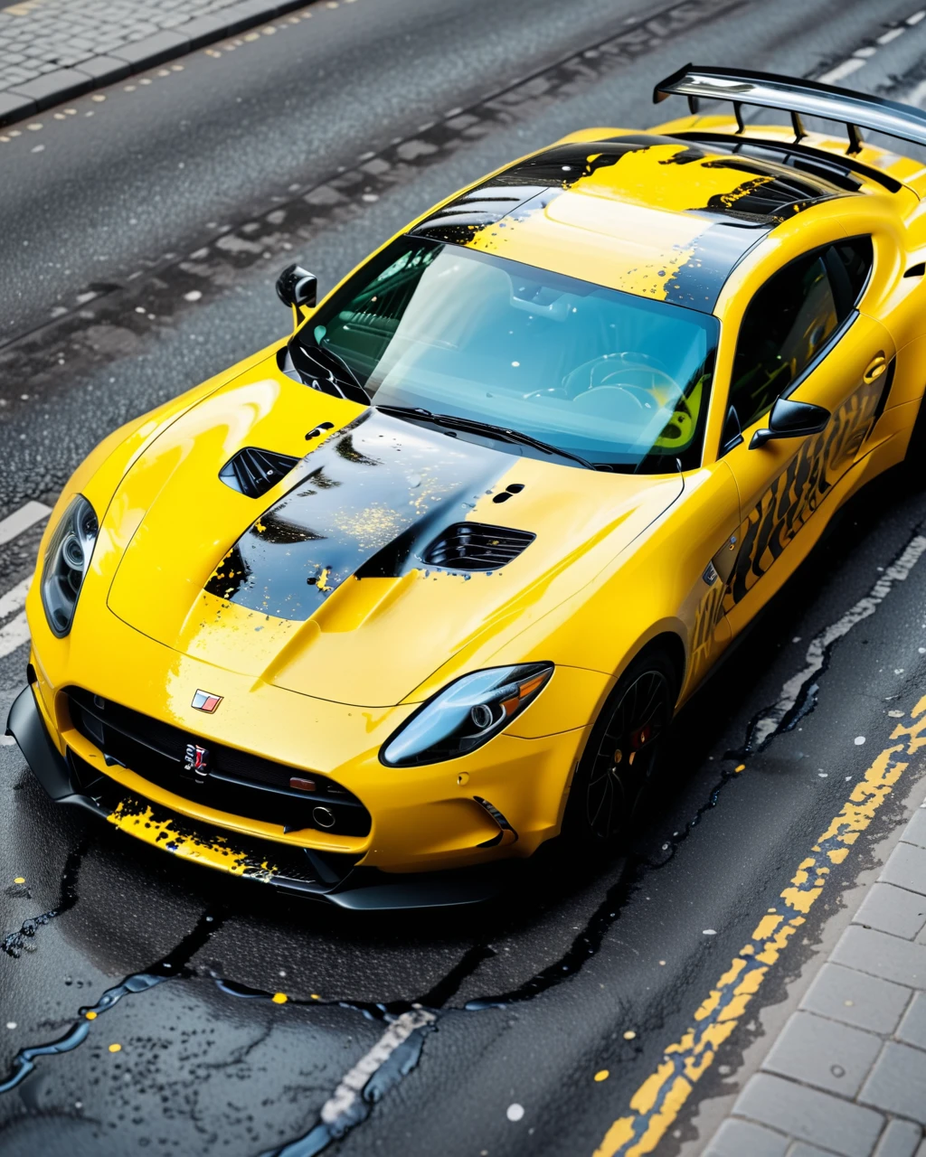 car with paint in style black and yellow snake in street, sport car, gt car, (snake478 texture)
<lora:Snake478:1>