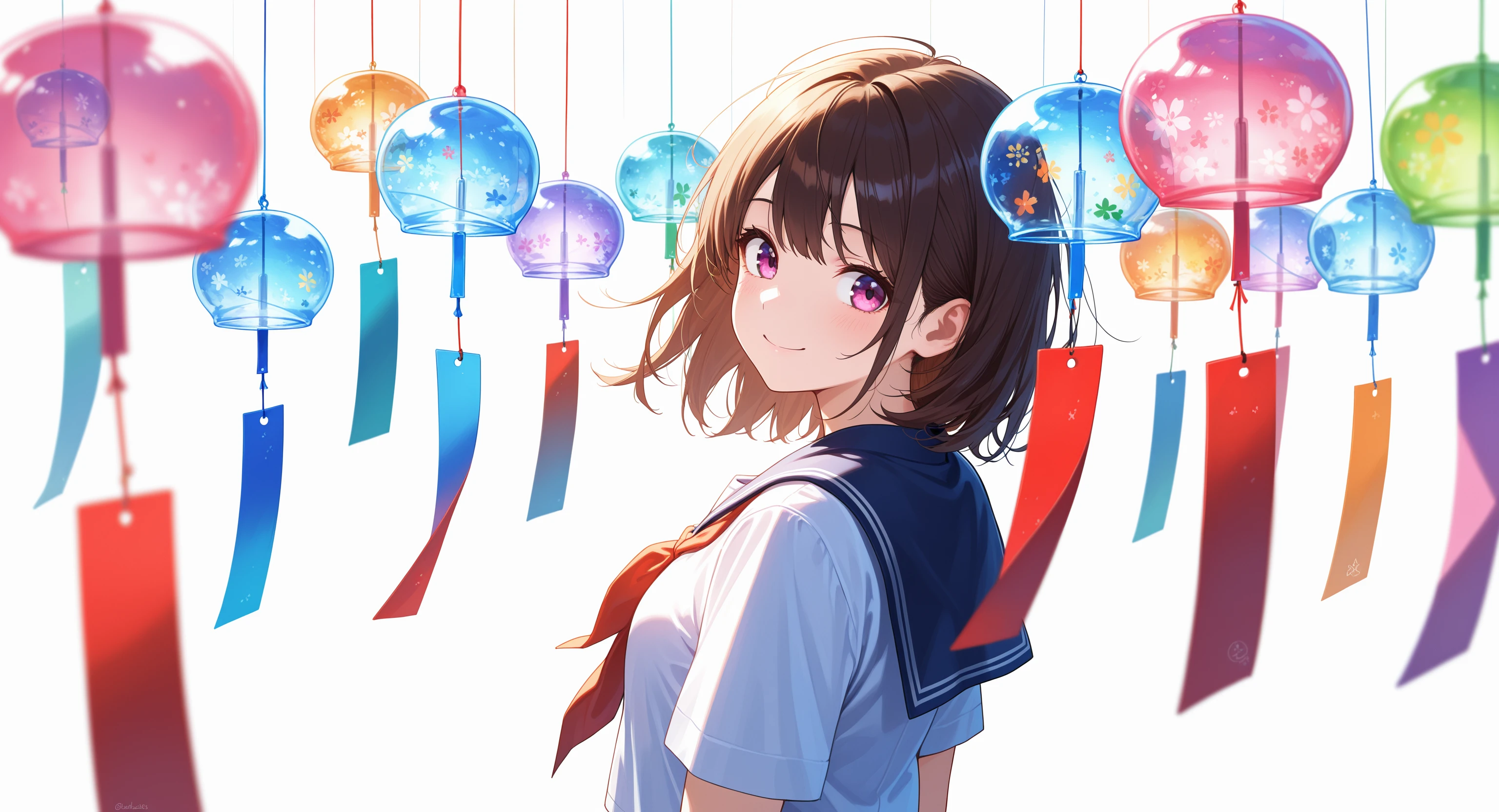 masterpiece, best quality, absurdres, safe
1girl, wind chime, simple background, looking back, white background, smile, serafuku, school uniform
<lora:many_wind_chime_il_2_d16:1>