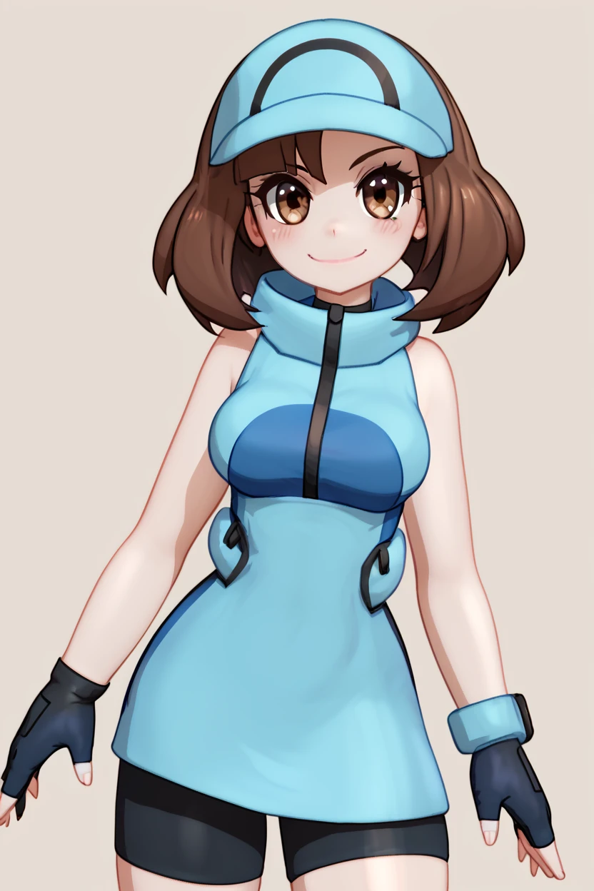 score_9, score_8_up, score_8, medium breasts, (curvy), cute, eyelashes, , zzAceSM, brown eyes, brown hair, medium hair, visor cap, fingerless gloves, sleeveless, hat, black gloves, bike shorts, blue headwear, , <lora:AceTrainerPokemonSM_PDXL:1.0>, BREAK, smile, closed mouth, looking at viewer, cowboy shot, ,,, embedding:zPDXL, Expressiveh, ,,, <lora:MantisStyle_PDXL_v2:0.8>, <lora:SDXLFaeTastic2400:0.5>, <lora:Expressive_H-000001:0.4>,