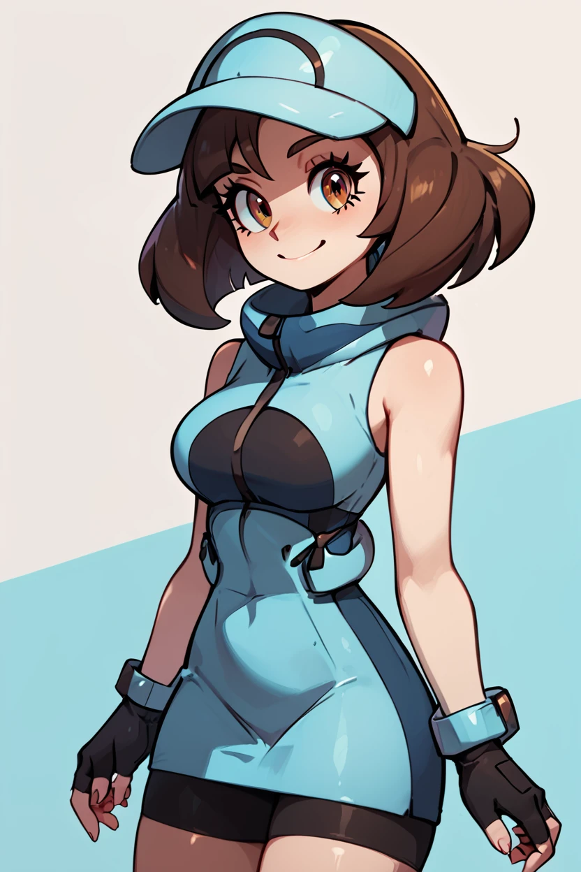 score_9, score_8_up, score_8, medium breasts, (curvy), cute, eyelashes, , zzAceSM, brown eyes, brown hair, medium hair, visor cap, fingerless gloves, sleeveless, hat, black gloves, bike shorts, blue headwear, , <lora:AceTrainerPokemonSM_PDXL:1.0>, BREAK, <lora:GoldenCAT_Lora_PDXL_v2:0.8>, smile, closed mouth, looking at viewer, cowboy shot, ,,, embedding:zPDXL, Expressiveh, ,,, <lora:Expressive_H-000001:0.4>,
