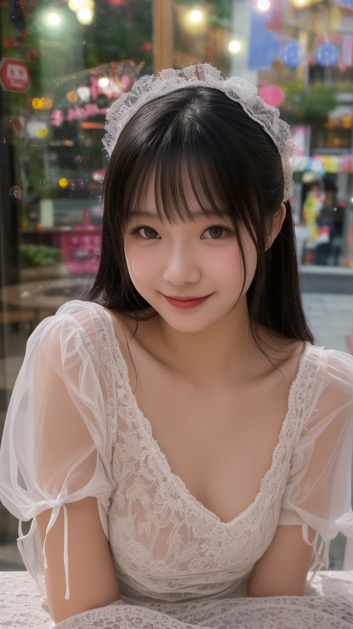 cinematic photo cinematic photo Still image parameters of movie film,
Naughty see-through maid clothes, navel,
A maid cafe with a cute smile, nude photos posted inside the store,
Fruit parfait on the table,
Japanese idol, transparent miniskirt, smile, . 35mm photograph, film, bokeh, professional, 4k, highly detailed . 35mm photograph, film, bokeh, professional, 4k, highly detailed, detailed skin texture, (blush:0.5), (goosebumps:0.5), subsurface scattering, detailed skin texture, (blush:0.5), (goosebumps:0.5), subsurface scattering