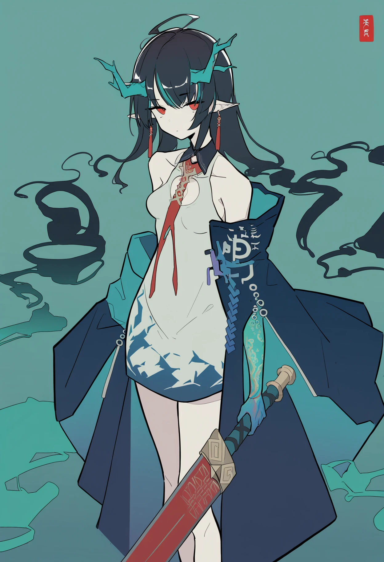 Anime girl with sword and blood dripping from her mouth, trending on artstation pixiv, zerochan art, Kill Pull Kill illustration, onmyoji, Onmyoji detailed art, Anime art wallpaper 8 K, anime abstract art, Best anime 4k konachan wallpaper, zerochan, author:Hosomura Kane, Anime art wallpaper 4 K, Anime art wallpaper 4k