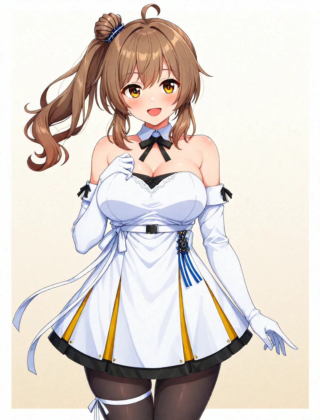 <lora:satou_sasara_XL_illustrious-noob_v1:1> satou sasara, strapless dress,, best quality, high quality,masterpiece, highres,neswst,