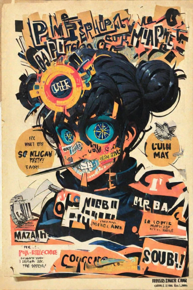 black hair, comic, cover art, cutout, english text, face, facepaint, hair bun, horizon, letter cutout, magazine cutout, male focus, mouth hold, no humans, paper cutout, paper_cutout, science fiction, solo, text background, text in eyes, text markings, text_background, text_markings, web address, weirdcore,
<lora:Weirdcore_XL:1>