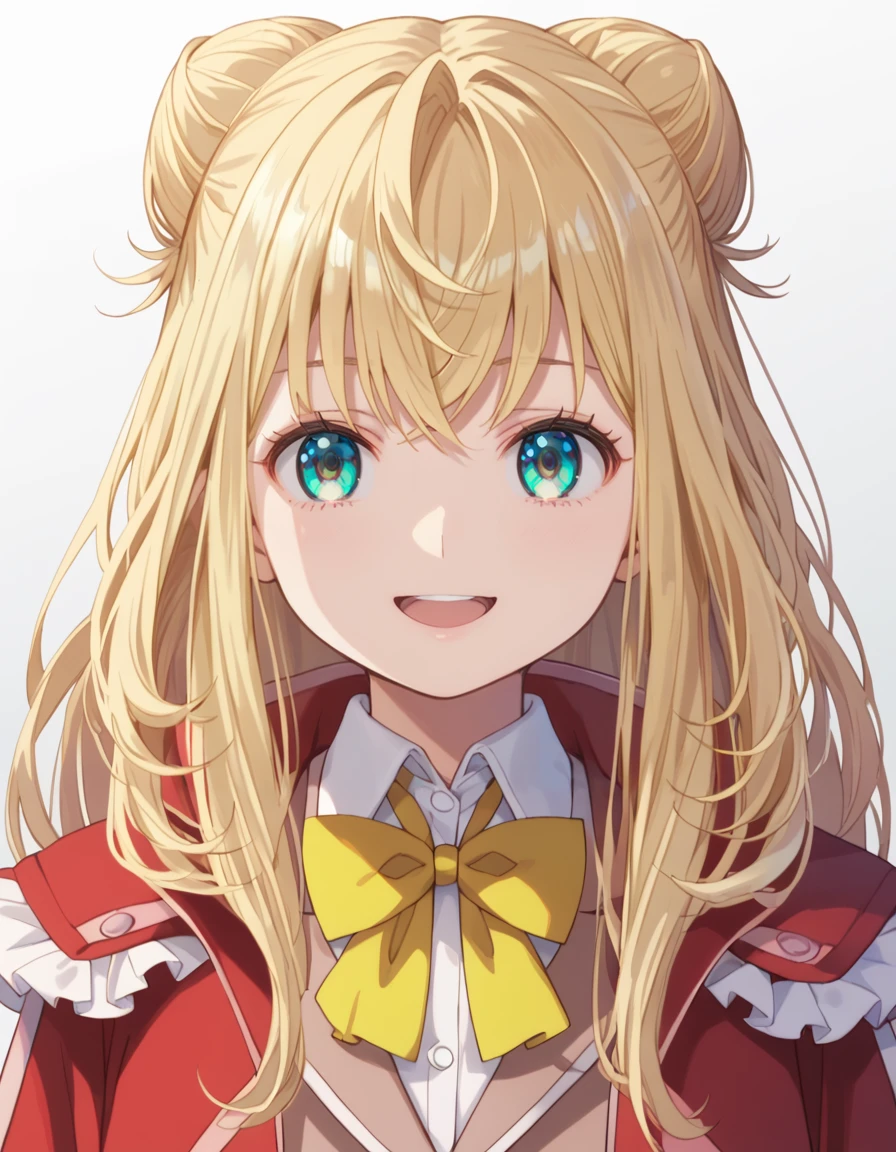 score_9, score_8_up, score_7_up, source_anime, BREAK
1girl, solo, looking at viewer, gradient background, light smile, portrait, upper body,
yuri kawazu (momentary lily), long hair, blonde hair, hair bun, double bun, sidelocks, blue eyes, green eyes, open mouth,
school uniform, red capelet, frills, pink blazer, white collared shirt, yellow bowtie, long sleeves,
<lora:yuri_kawazu-momentary_lily_s1-pxl-anime-soralz:1>