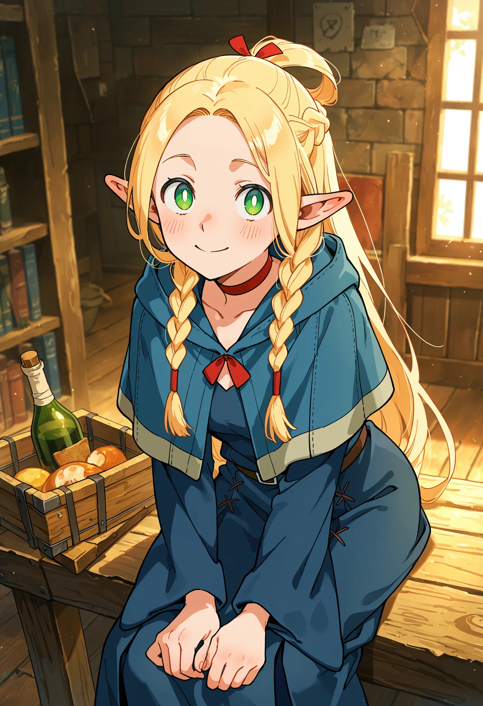 masterpiece, best quality, absurdres, safe
aritst:yoneyama_mai
1girl, marcille, sitting, smile