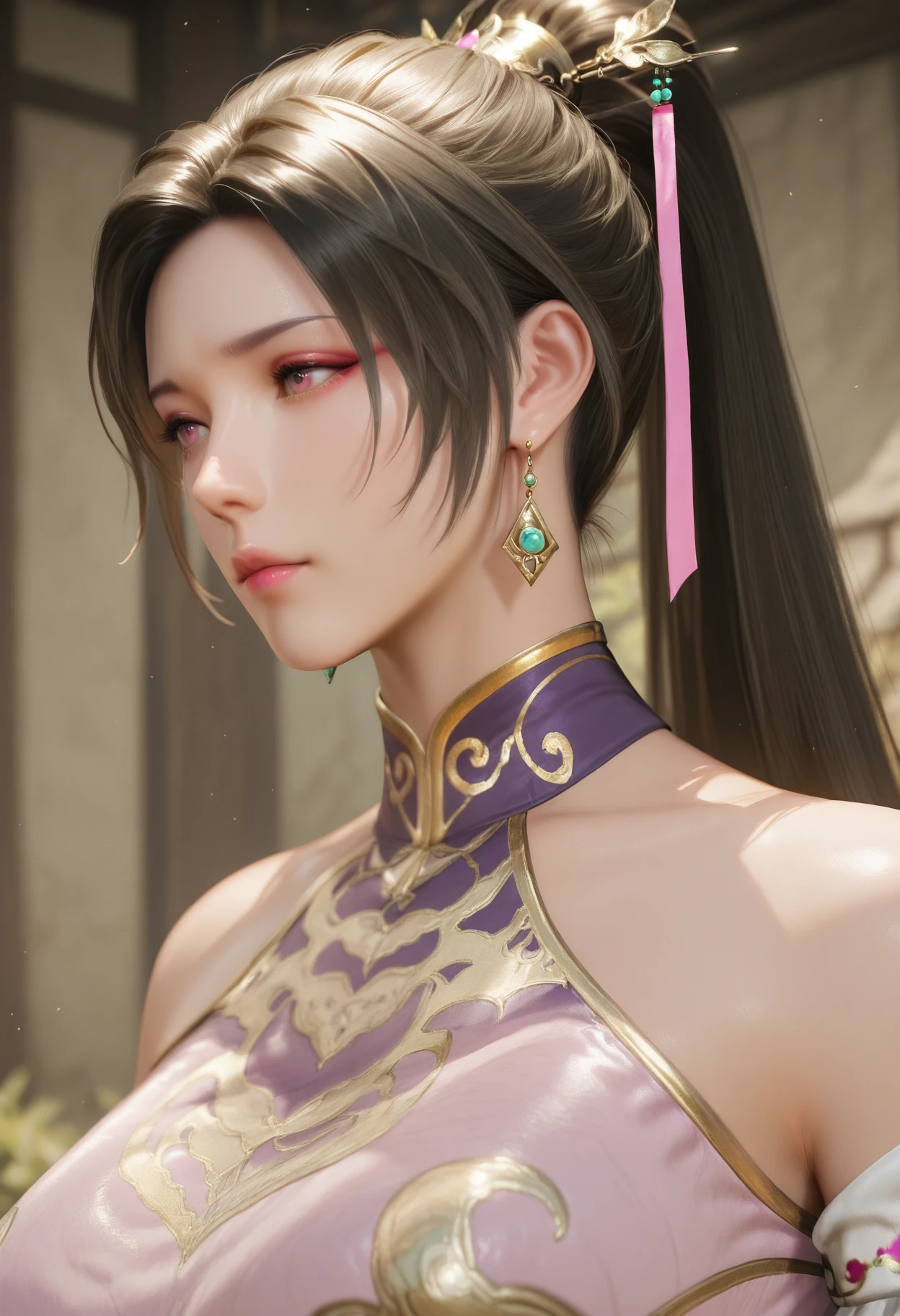 masterpiece, best quality, realistic,
1girl, solo,
 <lora:Diaochan [IL]:0.85> diaochan, 1girl, jewelry, earrings, black hair, long hair, ponytail, hair ornament
 <lora:realistic filter [IL]:0.5> realistic