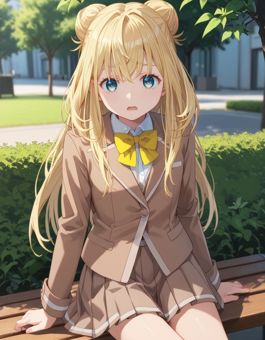score_9, score_8_up, score_7_up, source_anime, BREAK
1girl, solo, blurry background, looking at viewer, cowboy shot, dark, night, outdoors, sitting on bench, worried, park,
yuri kawazu (momentary lily), long hair, blonde hair, hair bun, double bun, sidelocks, blue eyes, green eyes, open mouth,
school uniform, pink blazer, white collared shirt, yellow bowtie, long sleeves, pleated skirt,
<lora:yuri_kawazu-momentary_lily_s1-pxl-anime-soralz:1>