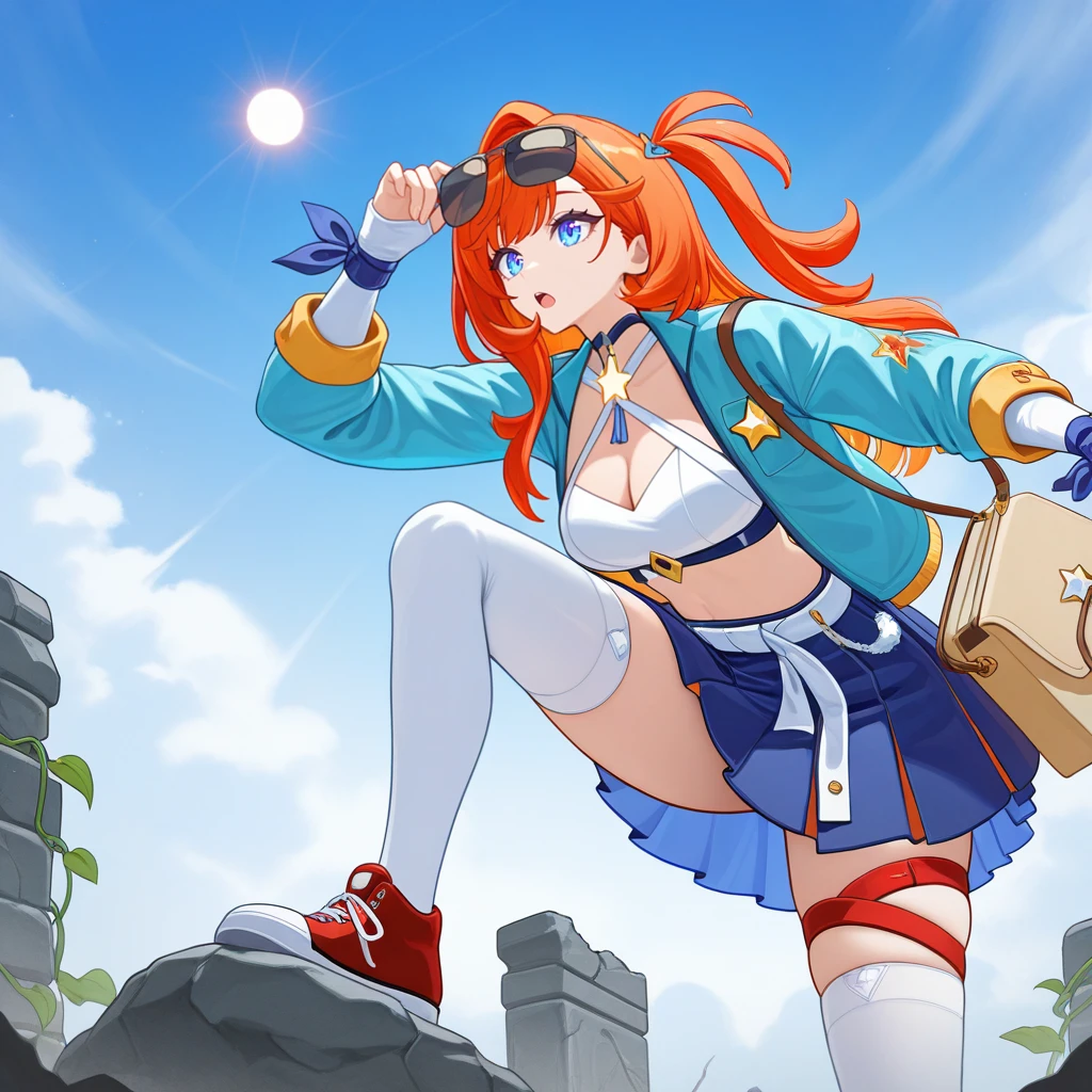 Anime character sitting around fire in food cauldron, High school dxd, Rias Gremory, characters from azur lane, visual novel cg, Fate Grand Order, visual novel key visual, azur lane style, anime style like fate/Stay Night, official artwork, nightcore, Kantai Collection Style, anime moe art style, in swimwear, official artwork, realistic bikini, in beach, Blue Bikini, swim wears, Very detailed ArtGerm，double breast, hightquality, female pervert, Hair blonde, dynamicposes, blue eyes, Gym clothes, there is a girl walking with a backpack and a backpack, the anime girl is running, Beautiful Anime High School Girls, with a backpack, An anime girl, Realistic schoolgirl, up of young anime girl, teenage female schoolgirl, female student, , 2D illustration full body illustration,