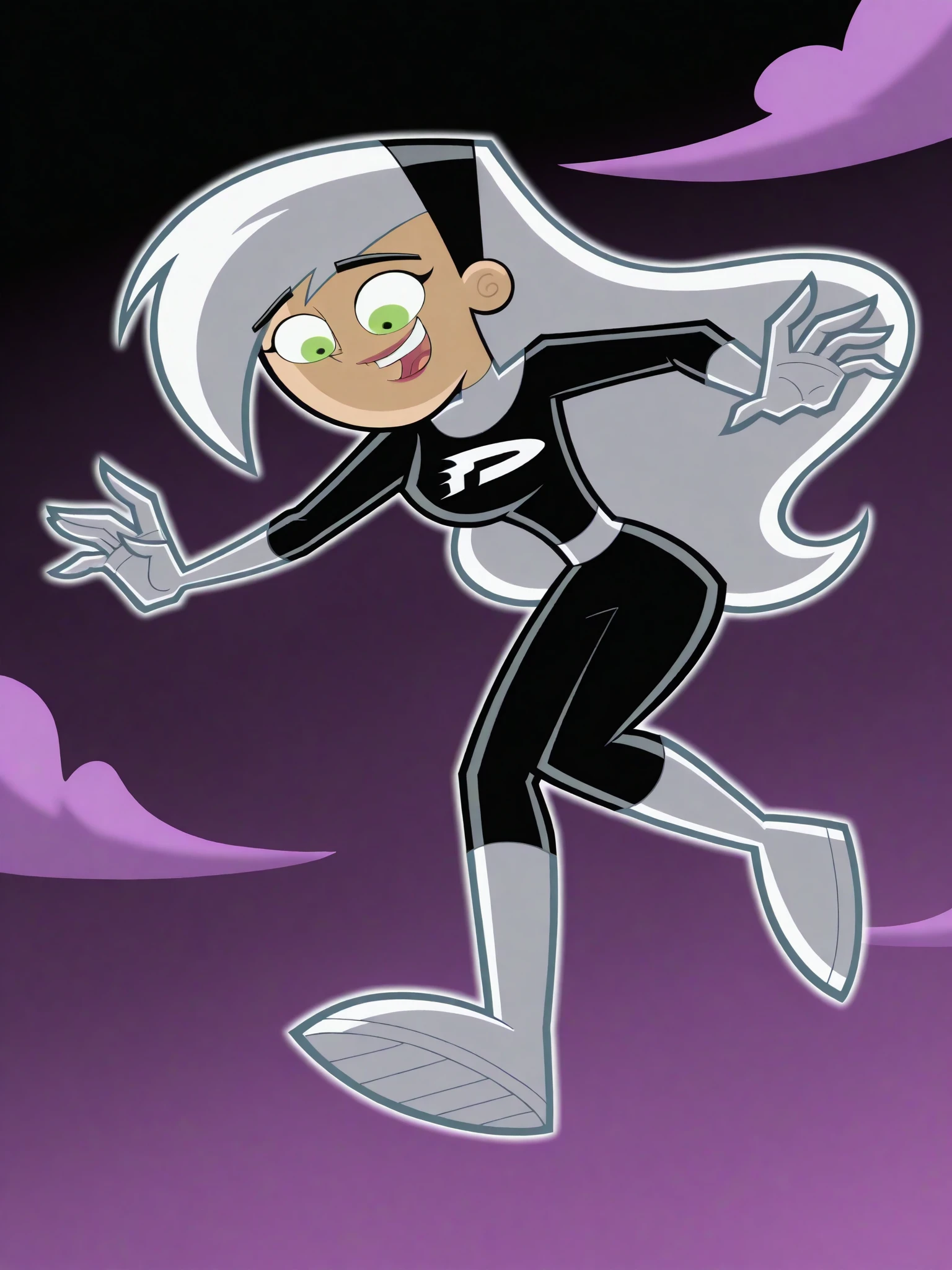 danny_phantom, 1girl, solo, green_eyes, white_hair, black_hairband, long_hair, black_bodysuit, large_breasts,
1girl, solo, green_eyes, white_hair, hairband, long_hair, bodysuit,gloves, smile, black_background, open_mouth, boots, thigh_boots, full_body, multicolored_hair, white_gloves, two-tone_hair, black_bodysuit, black_hairband, breasts, :d, looking_down, white_footwear,
<lora:Danny_Phantom_Character_Illustrious_SD8:1>
<lora:Danny_Phantom_Illustrious_SD8:.75>