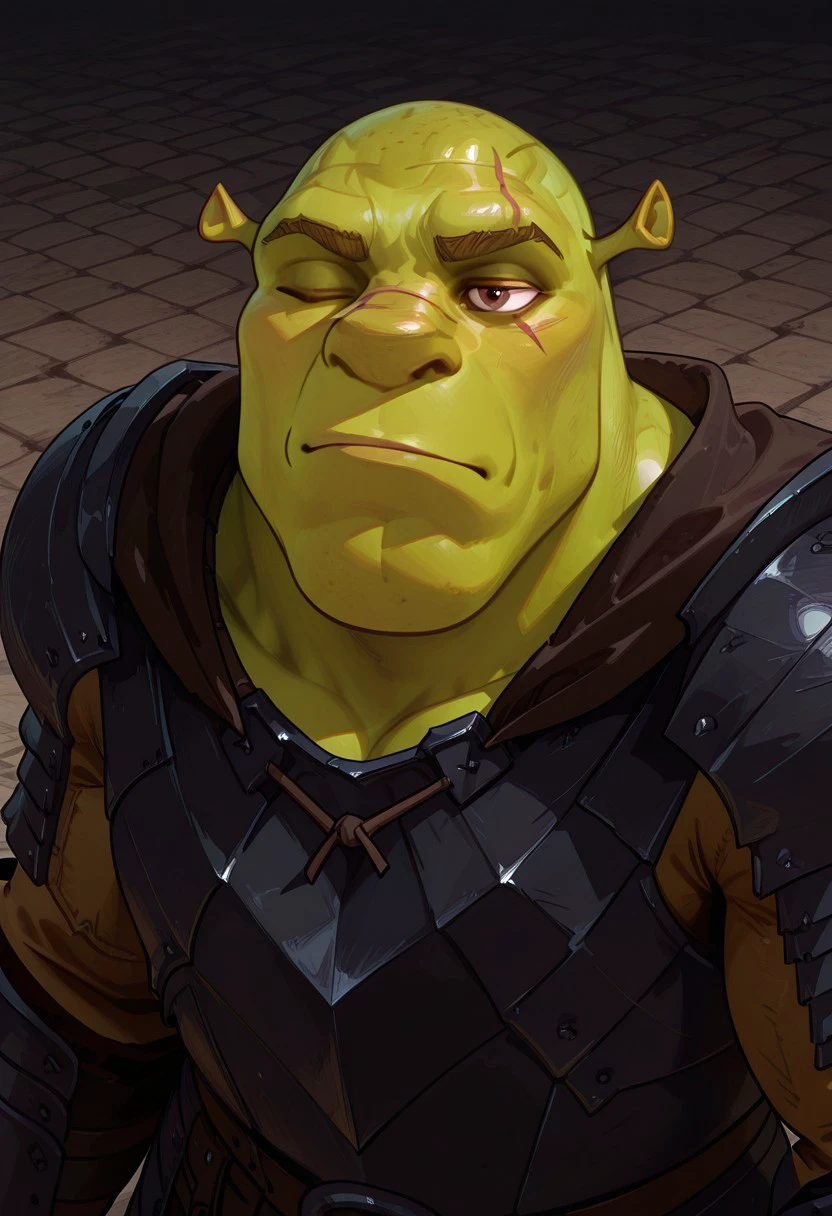 best quality, (masterpiece),(ultra-detailed), (high quality), (high resolution), <lora:thorn-10:0.7>,1boy, armor, board game, braid, chain, colored skin, earrings, green skin, horns, jewelry, loincloth, male focus, muscular, no humans, orc, pointy ears, skirt, solo, spikes, thorn