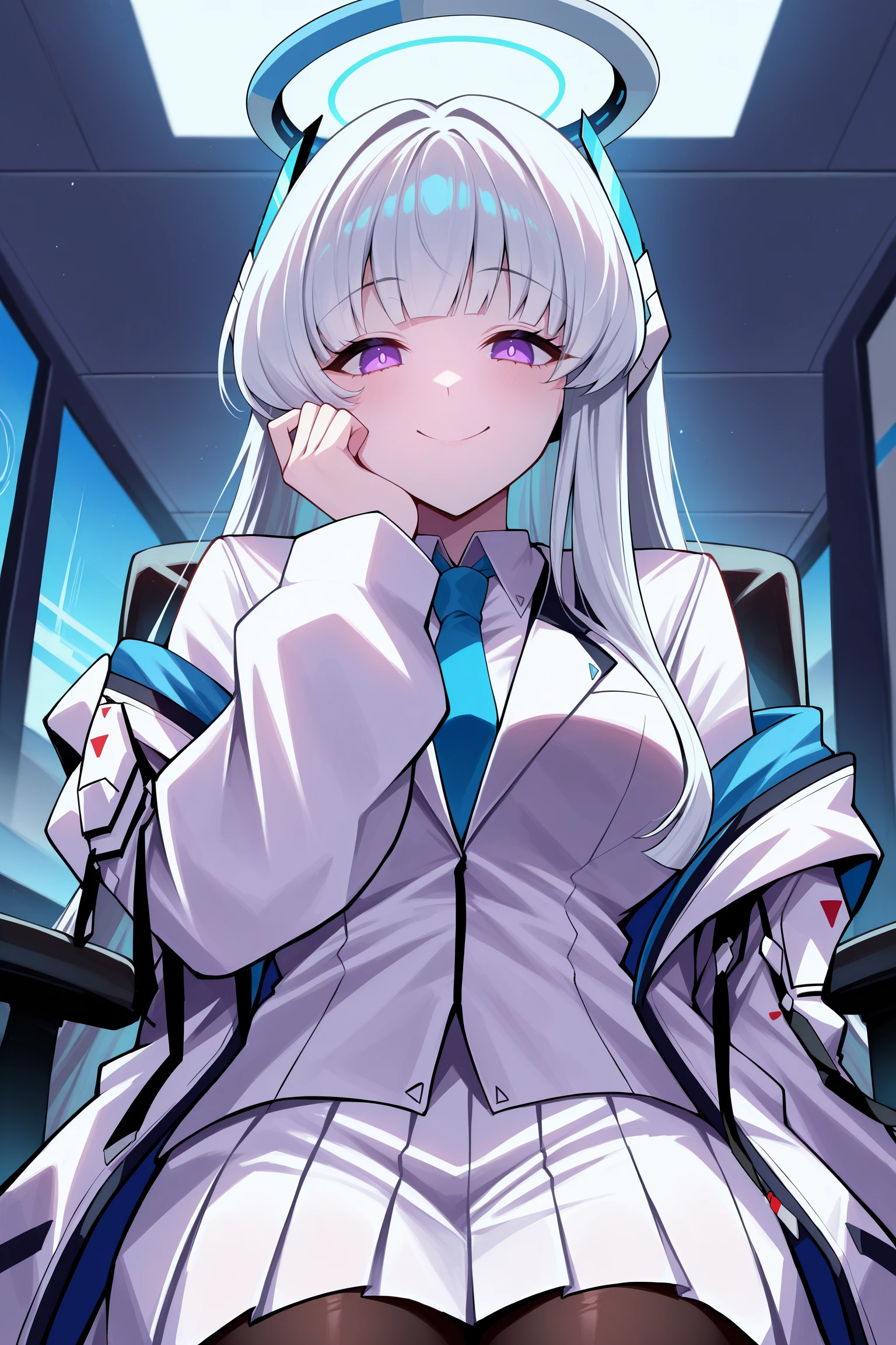 NSFW, masterpiece, best quality, ultra-high-detailed,1boy, 1girl, blush, open mouth, (Nose Blush:1,2), crying, (embarrassed, blush:1.3, ecstasy:1.5, slut:1.5, fucked silly:1.4), (cowgirl position:1.5), girl on top, hetero,
aanoa, long hair, headgear, mechanical halo, large breasts, blue necktie, white shirt, off shoulder, white jacket, open jacket, long sleeves, white skirt, pleated skirt, black pantyhose, ((best quality)), ((very detailed)), masterpiece, absurdities, (detailed eyes, deep eyes), detailed pupils, bright face, sexy body, big breasts, narrow waist, medium hips, wide thighs, perfect hands, perfect anatomy,
pov, (sex:1.2), (penis:1.2), vaginal, straddling, sweat, looking at the viewer