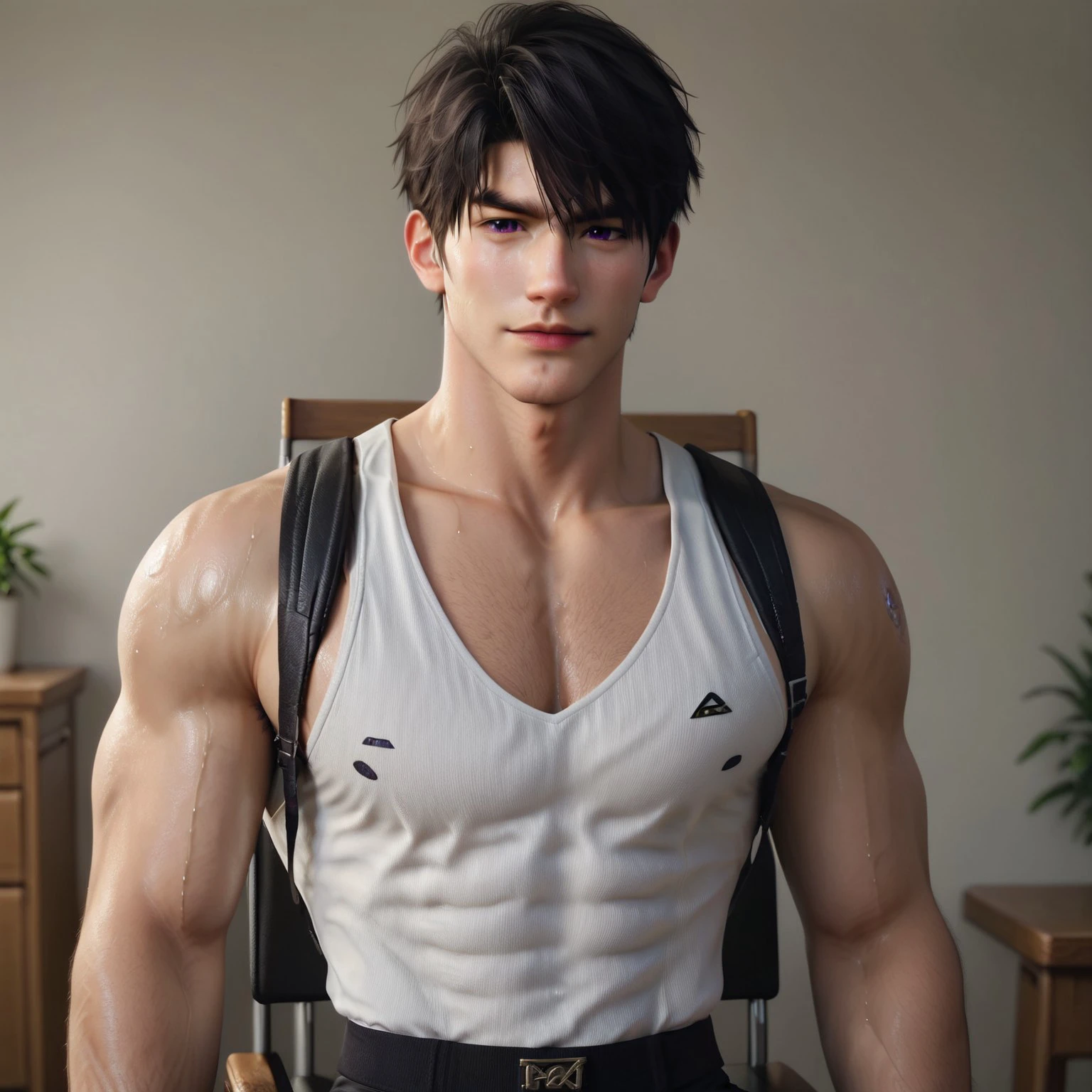 A Young Korean man , 1boy, white skin , detailed skin, 1boy, ((realistic)), abs, good lighting quality, muscle veins, ((pale skin)), footballer, (masterpiece, ultra quality, high resolution, 8k, intricate:1.2), (detailed face:1.2), handsome, wearing tight white soccer uniform, bulge, 1boy,solo, looking at viewer, balance eyes, (((from below))), bedroom, (eye contact),