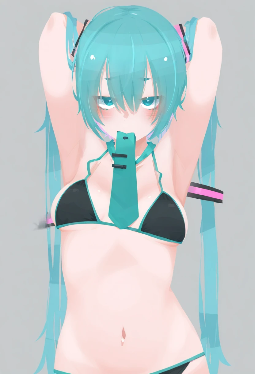 Anime girl posing with long green hair and blue eyes, Os amigos, Hatsune Miku, hatsune miku portrait, mikudayo, Portrait of Hatsune Miku, seductive anime girls, Anime girl with teal hair, Hatsune Miku short hair, pixiv 3dcg, monokini, sona is a slender, Smooth anime CG art, made with anime painter studio