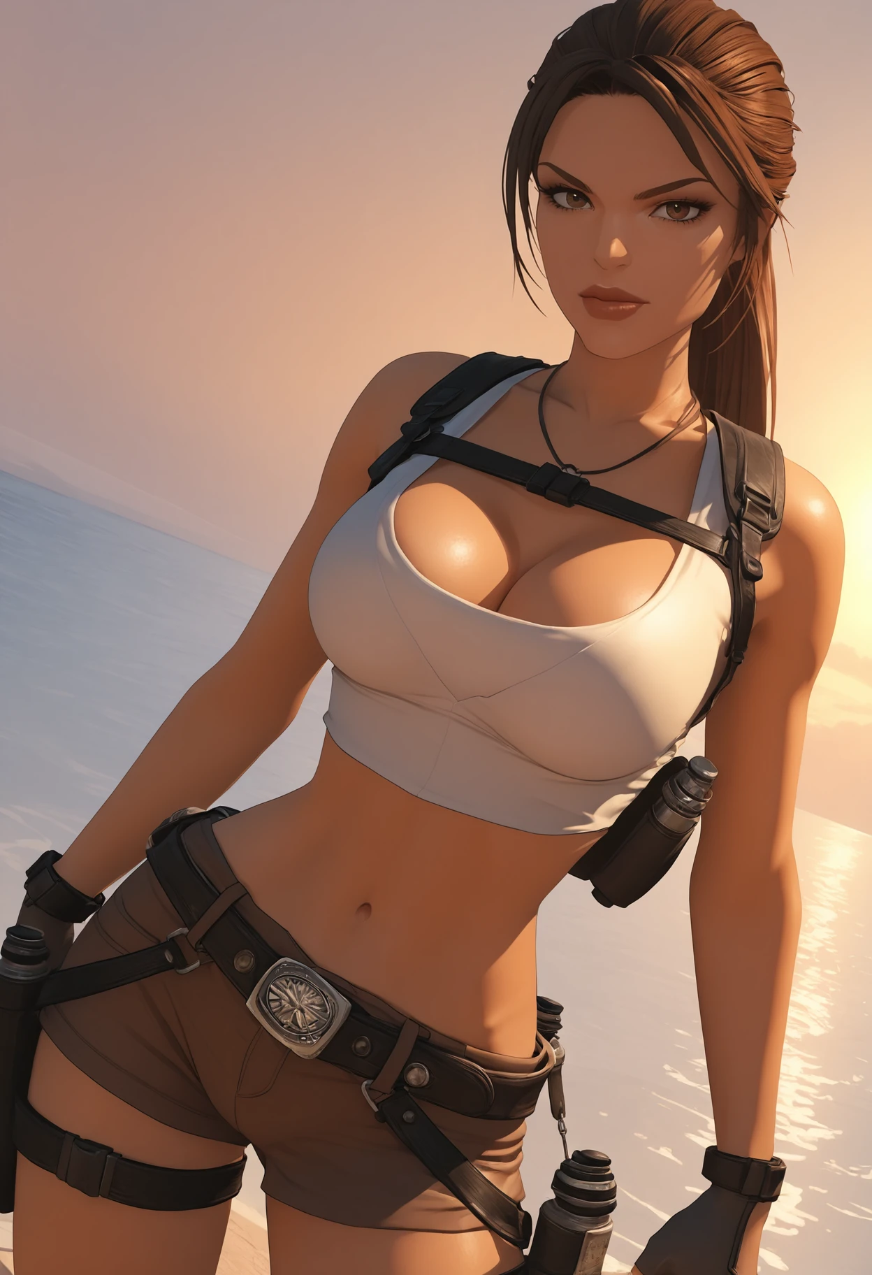 (Tifa Lockhart:1.1),(masterpiece, best quality:1.4), (x shaped pasting stand:1.2),hands up,spread hands,spread legs,(in stocks pose:1.4), 1girl, defTifa,(torn white shirt:1.2),  full body, medium breast, beautiful face, highly detailed face, highly detailed eyes, highly detailed skin, skin pores, subsurface scattering, realistic pupils, medium breast, full lips, detailed background, depth of field, volumetric lighting, sharp focus, absurdres, realistic proportions, good anatomy, (realistic, hyperrealistic:1.4), 16k hdr,erected nipples,cleavage,(sweat:1.2),outdoor,morning,blue sky,castle background,(Embarrassment),necklace,Frontal lighting,(from below:1.2),