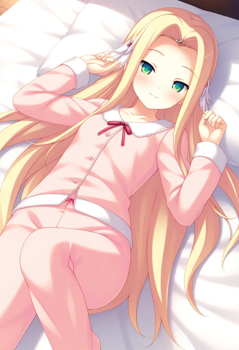 You can make an anime character with blonde hair and eyelashes and pink pajamas by cinammorrolll